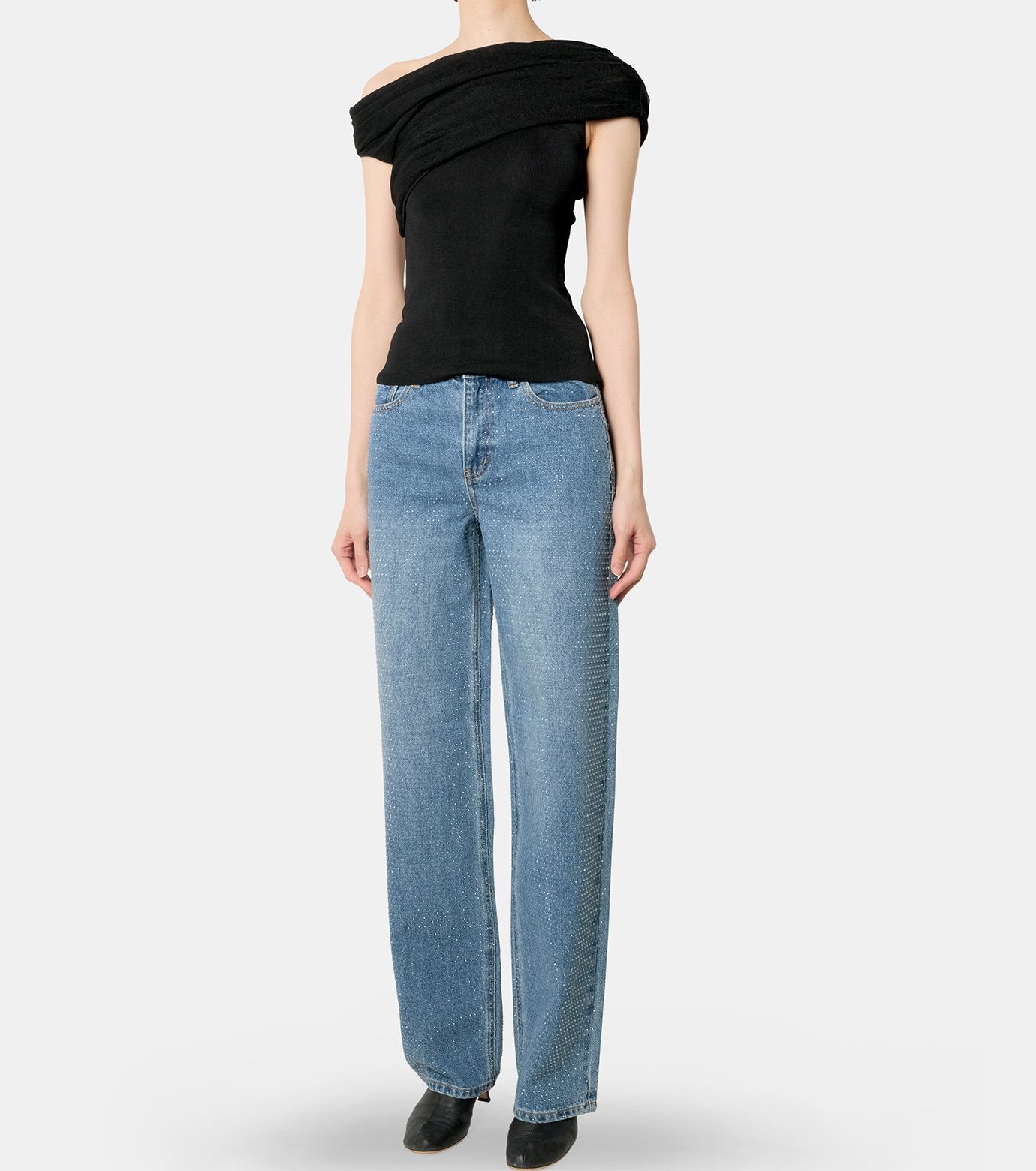 Black Draped Knit Top