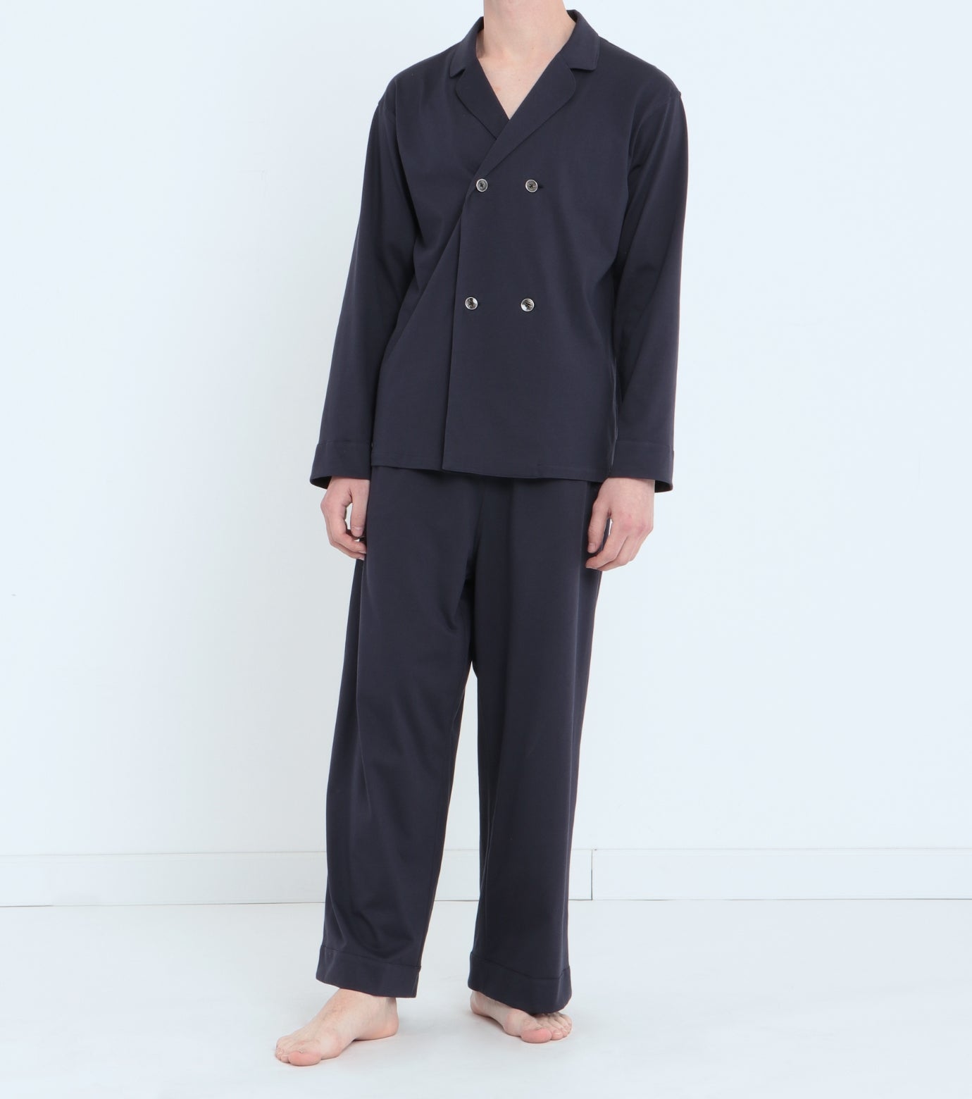 Royal Organic Cotton Double Button Pajamas Navy