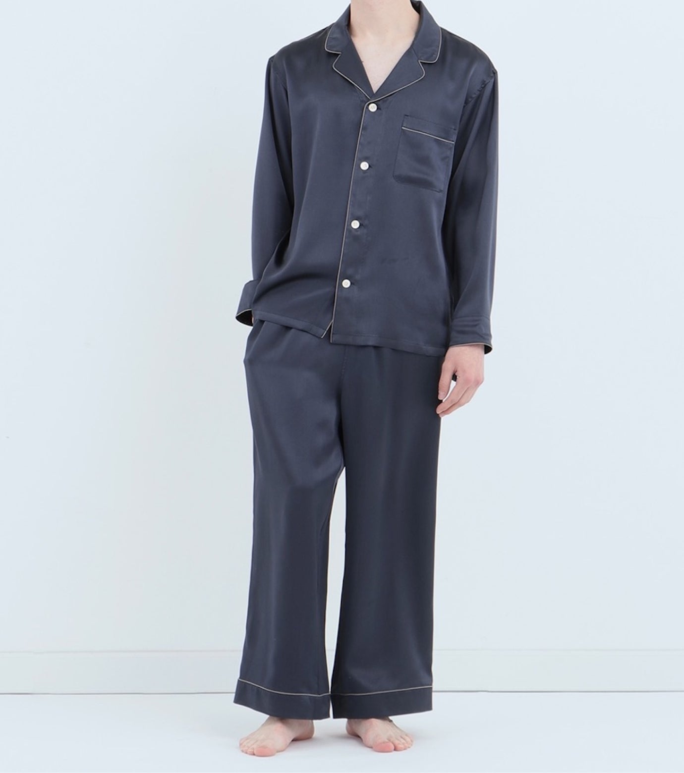 Silk Pajamas Elegant Navy