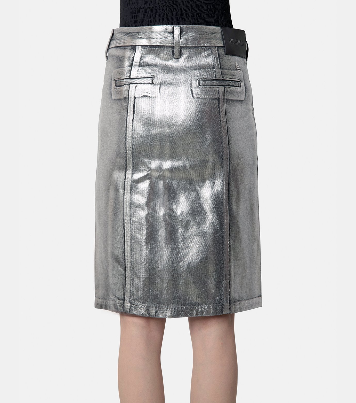 Shiny Coated Denim Skirt