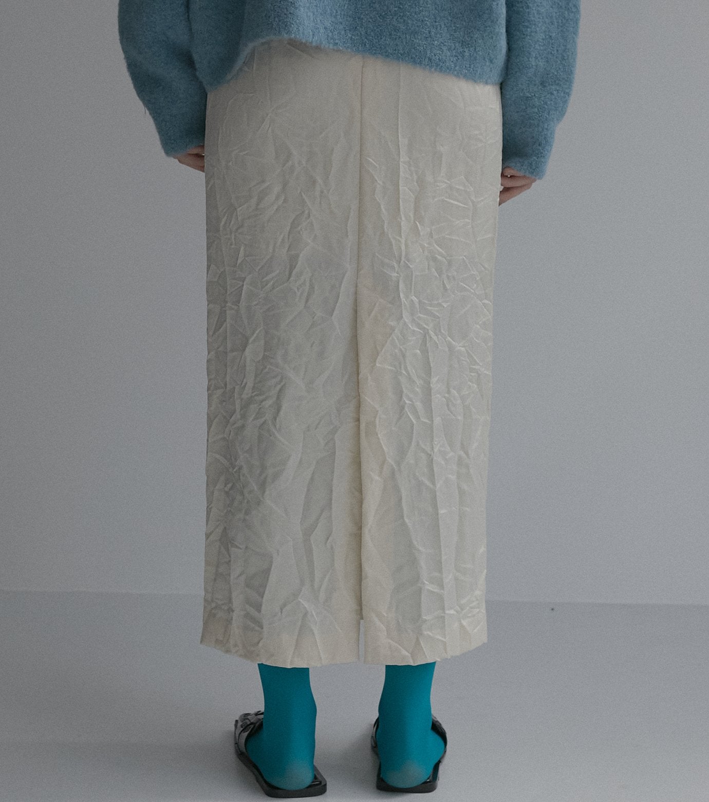 Wrinkled Washed Satin Skirt