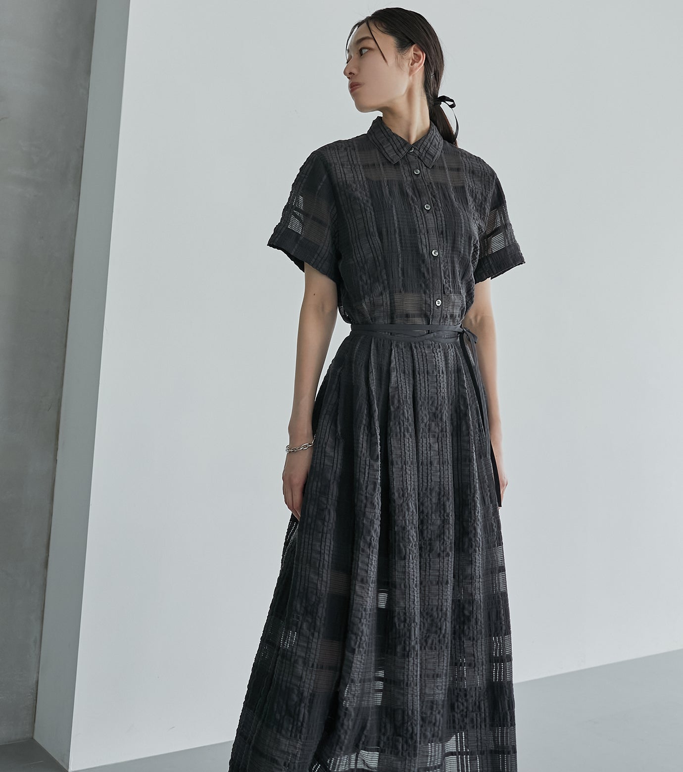 Checkered Lace Jacquard Shirt