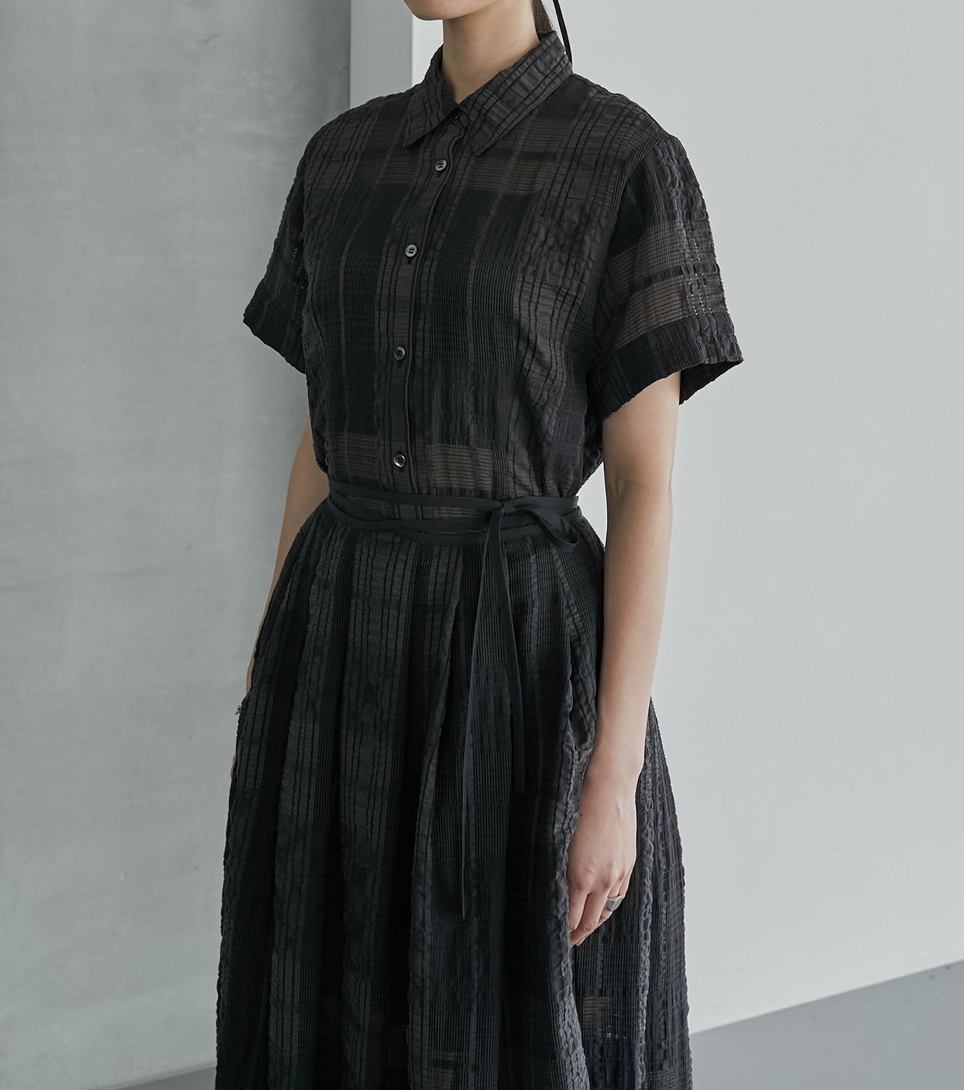 Checkered Lace Jacquard Shirt