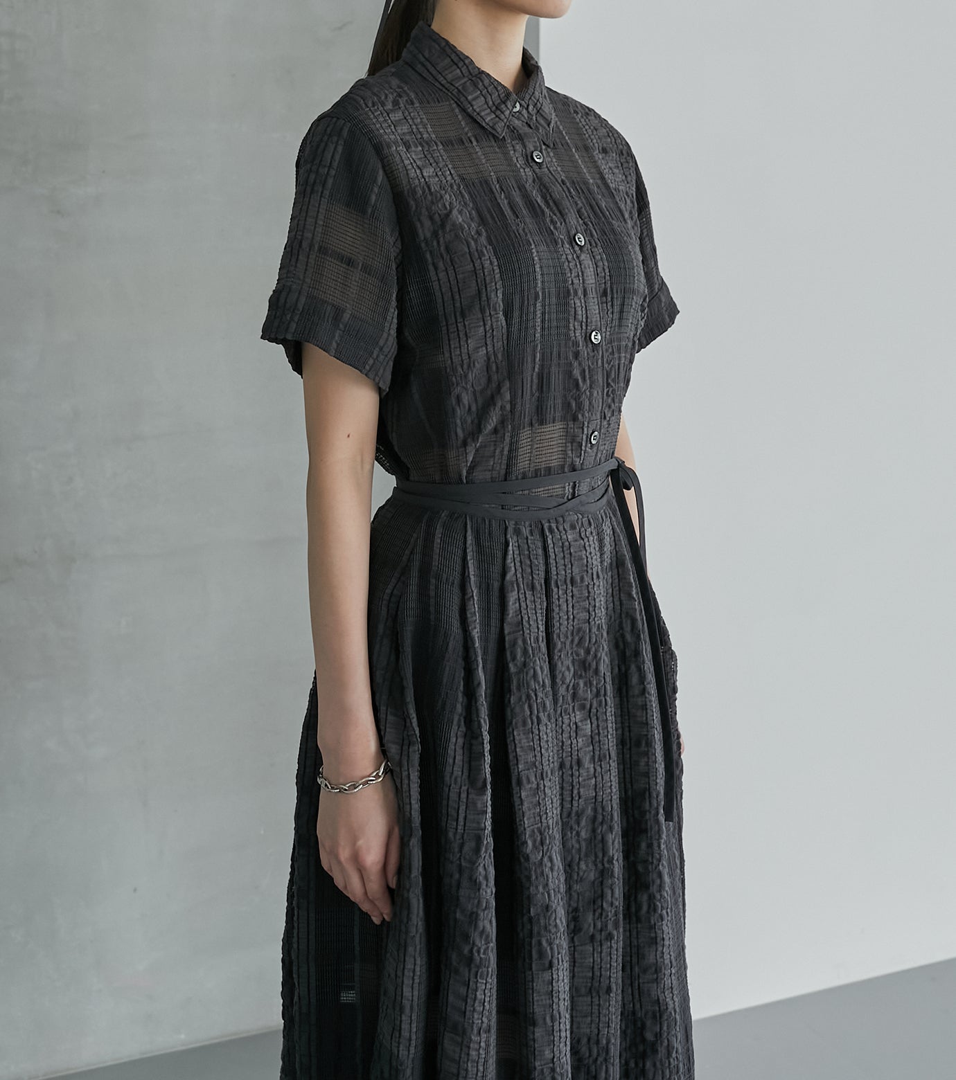 Checkered Lace Jacquard Shirt