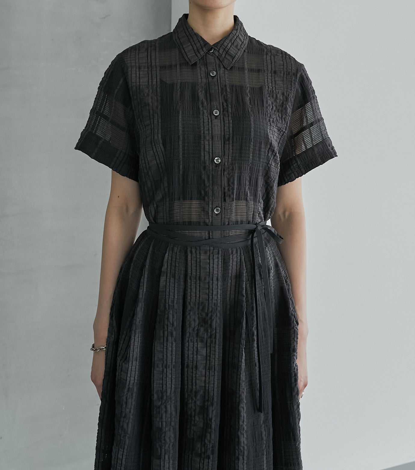 Checkered Lace Jacquard Shirt
