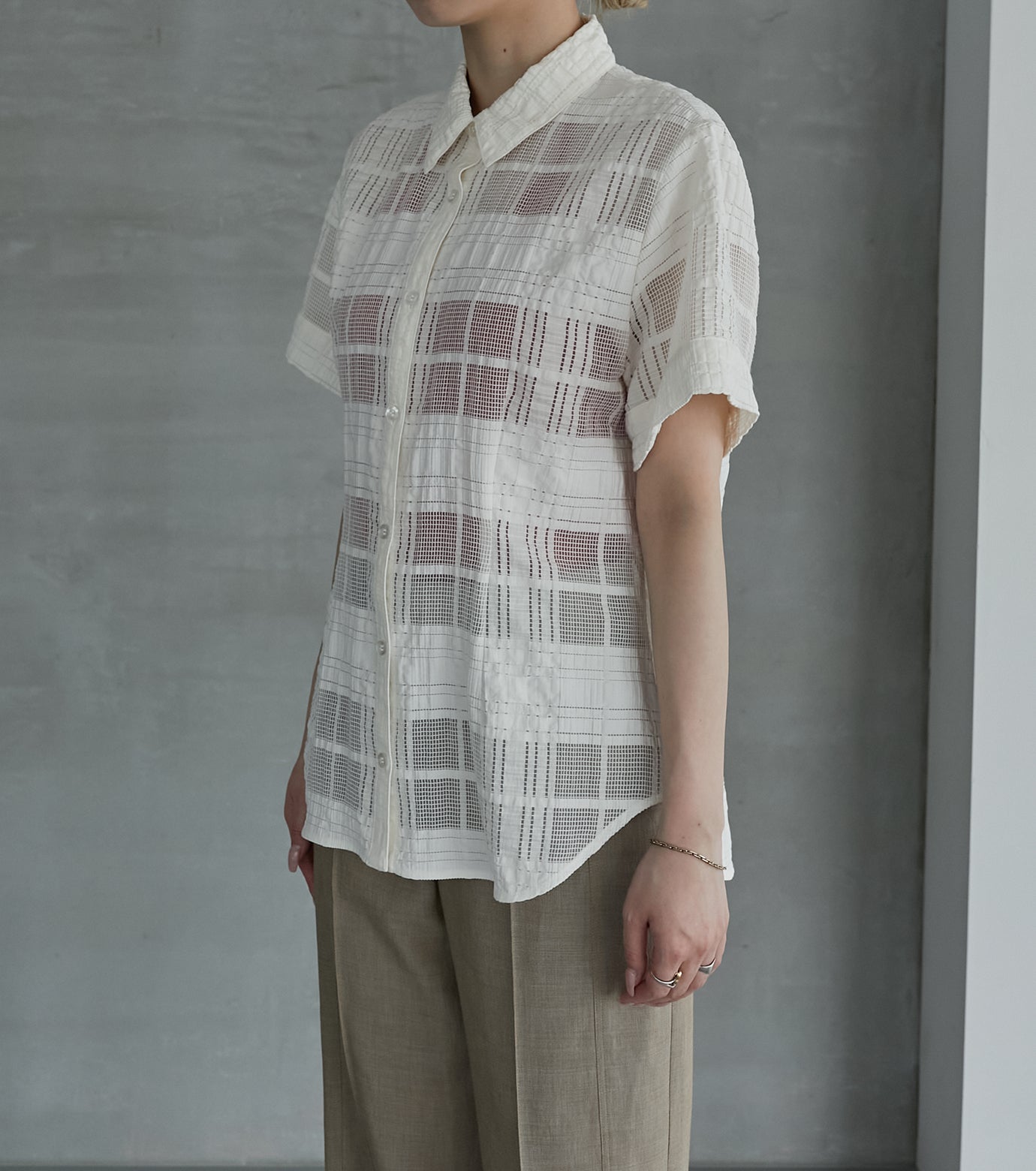 Checkered Lace Jacquard Shirt