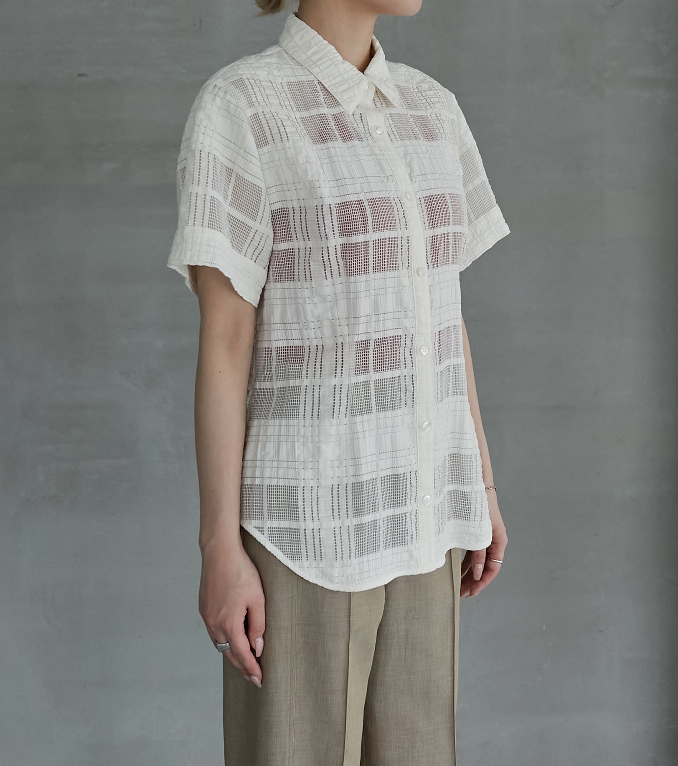 Checkered Lace Jacquard Shirt