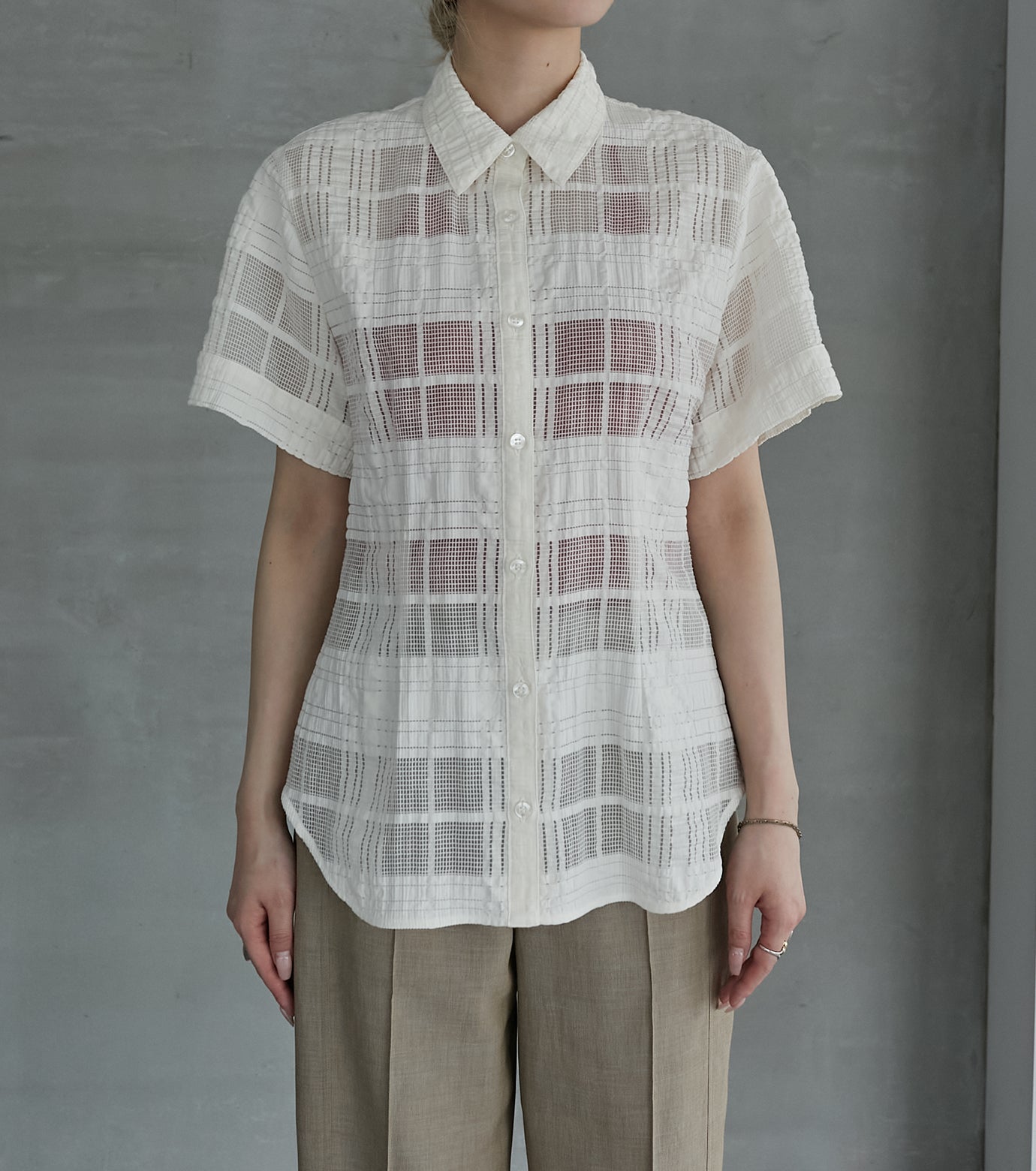 Checkered Lace Jacquard Shirt