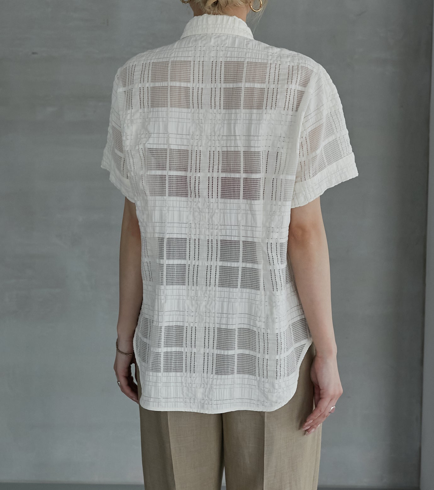 Checkered Lace Jacquard Shirt