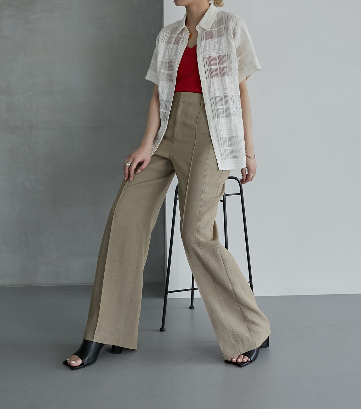 Checkered Lace Jacquard Shirt