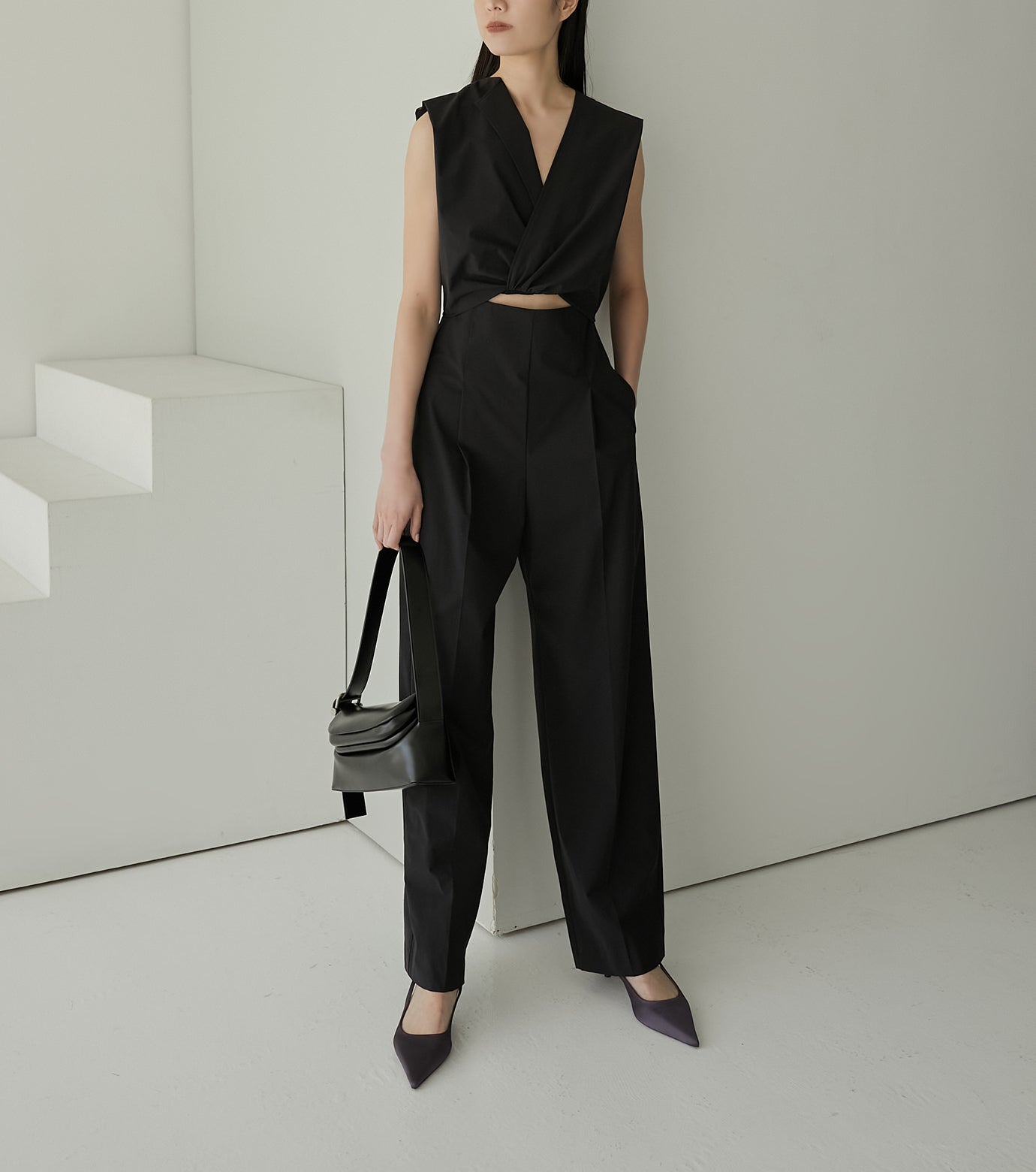 【LE CIEL BLEU】Front Twisted Jumpsuit Front Twist Jumpsuit – RESTIR