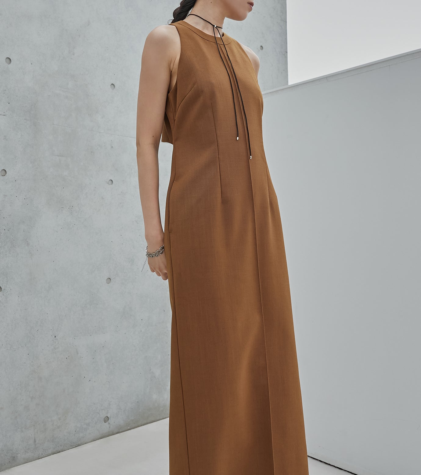 Americansleeve Back Slit Dress
