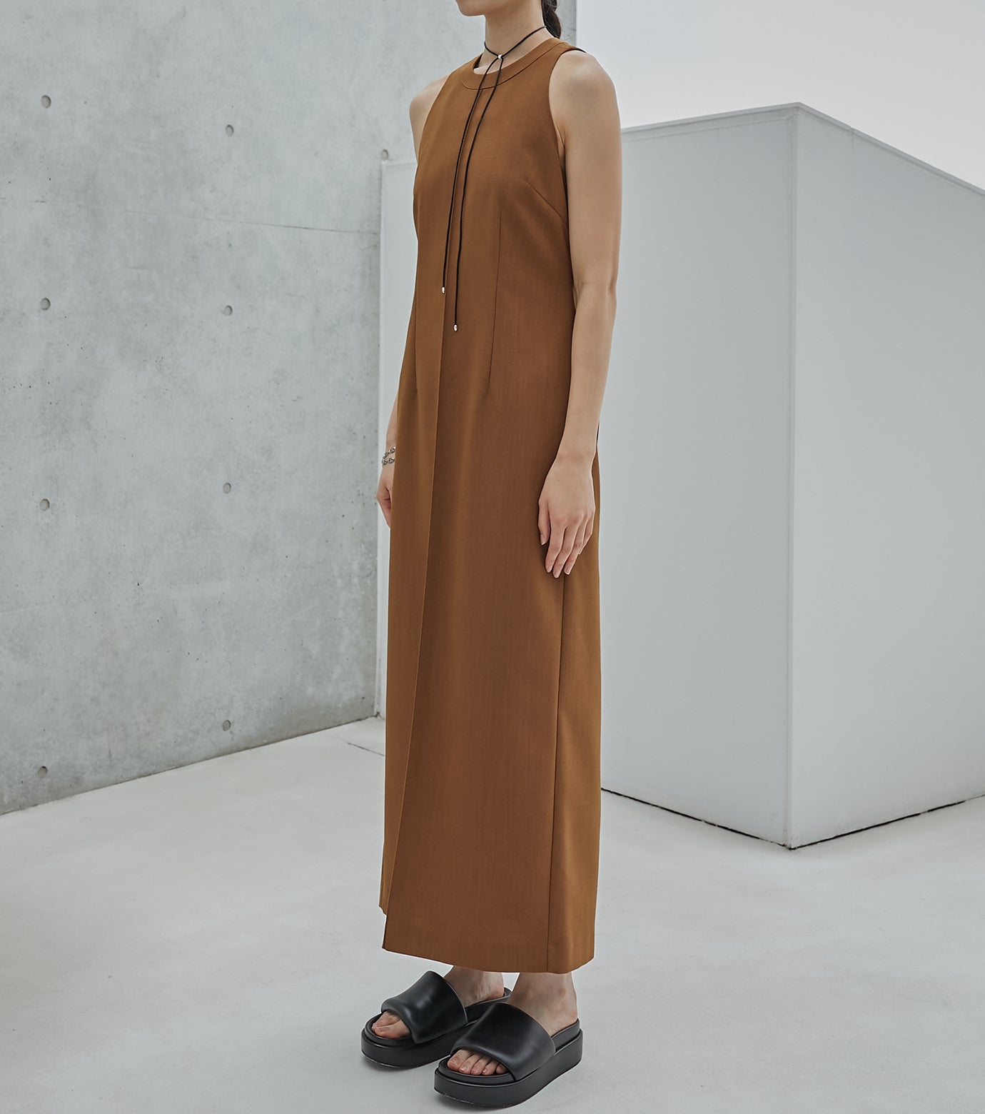 Americansleeve Back Slit Dress