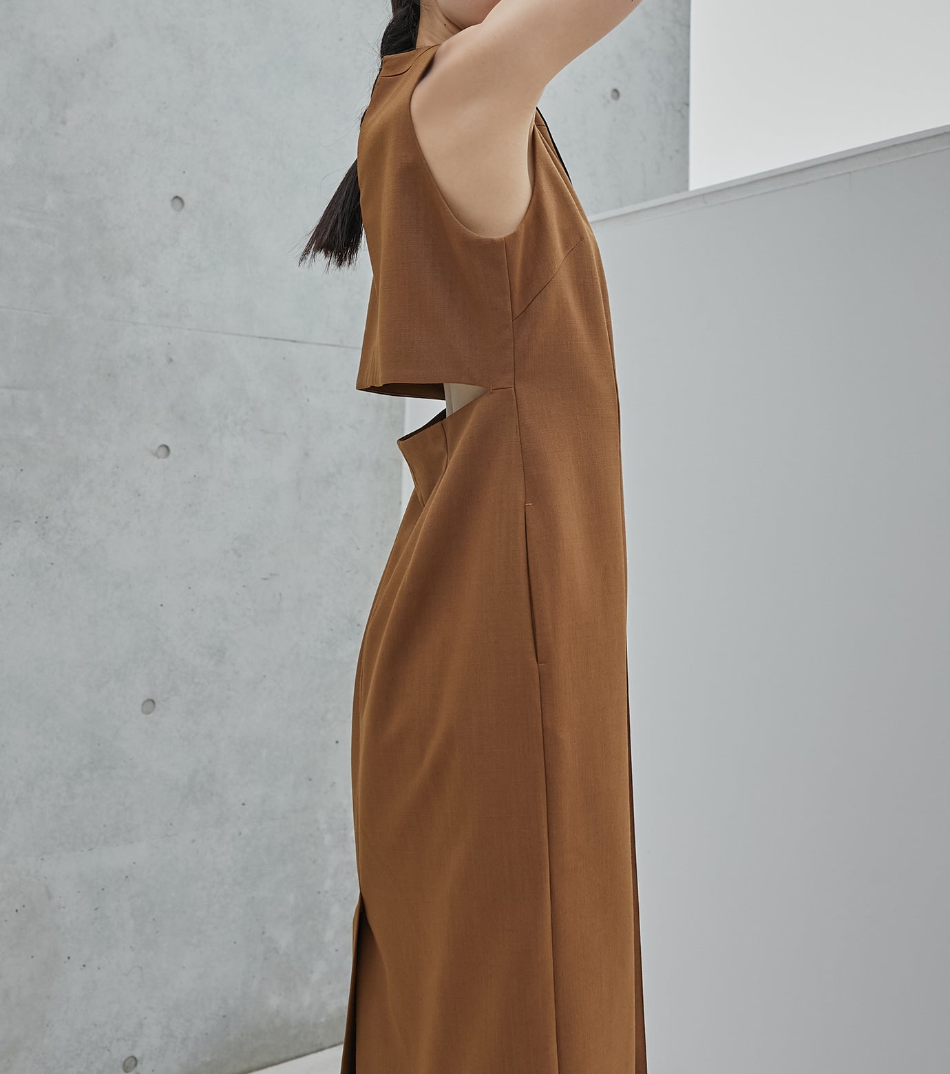 Americansleeve Back Slit Dress