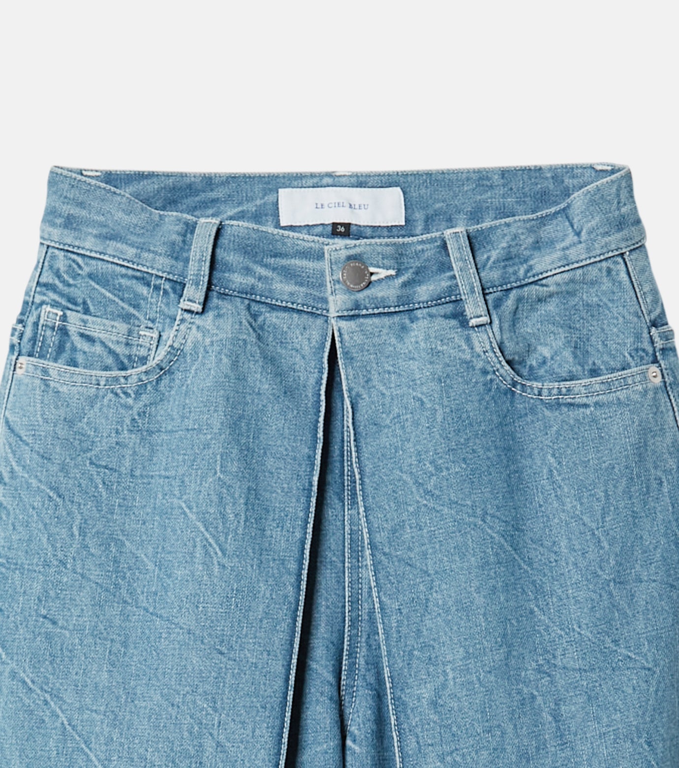 Front Tuck Wide Denim Pants