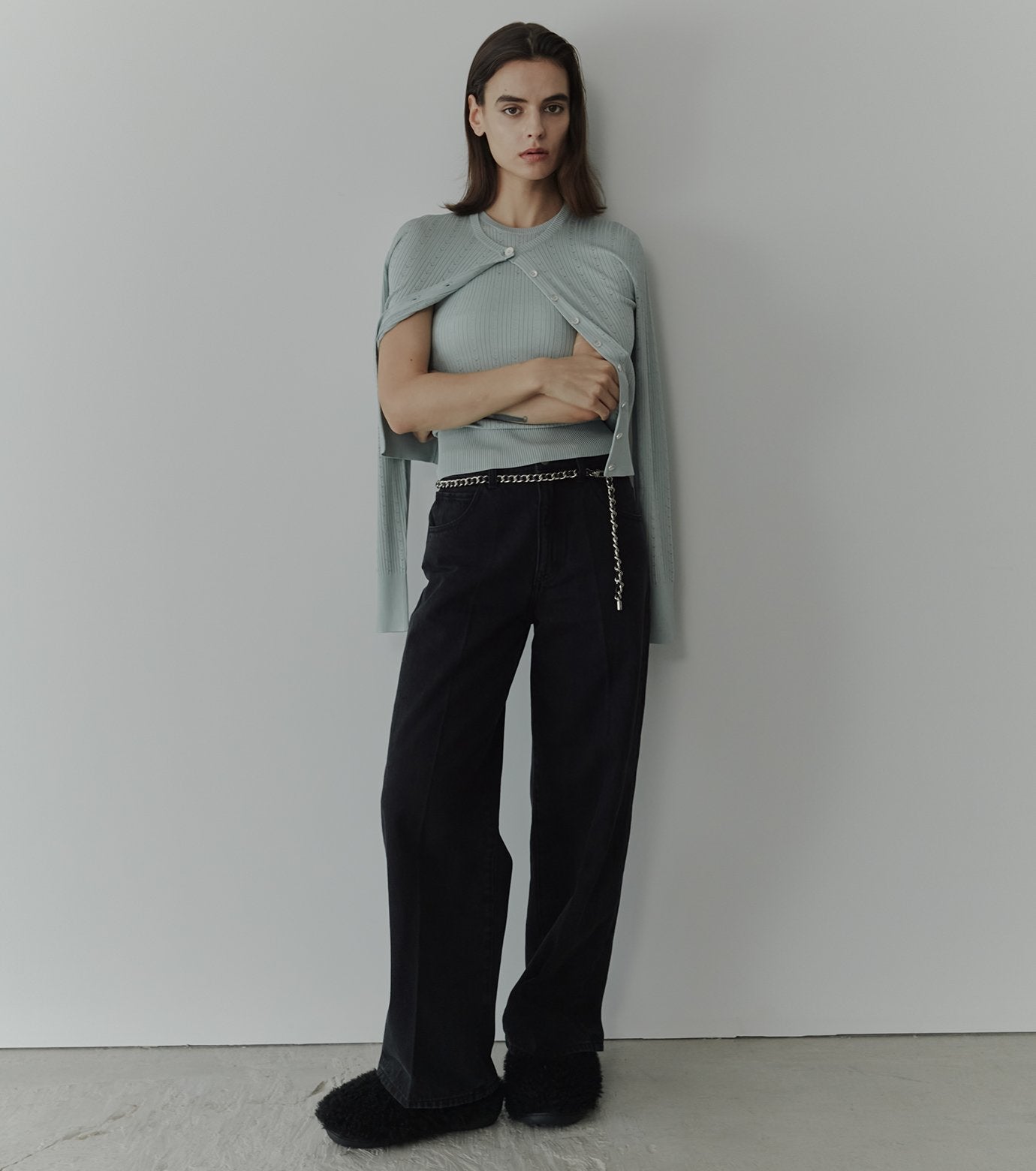 Ribbed Eyelet Sleeveless Top