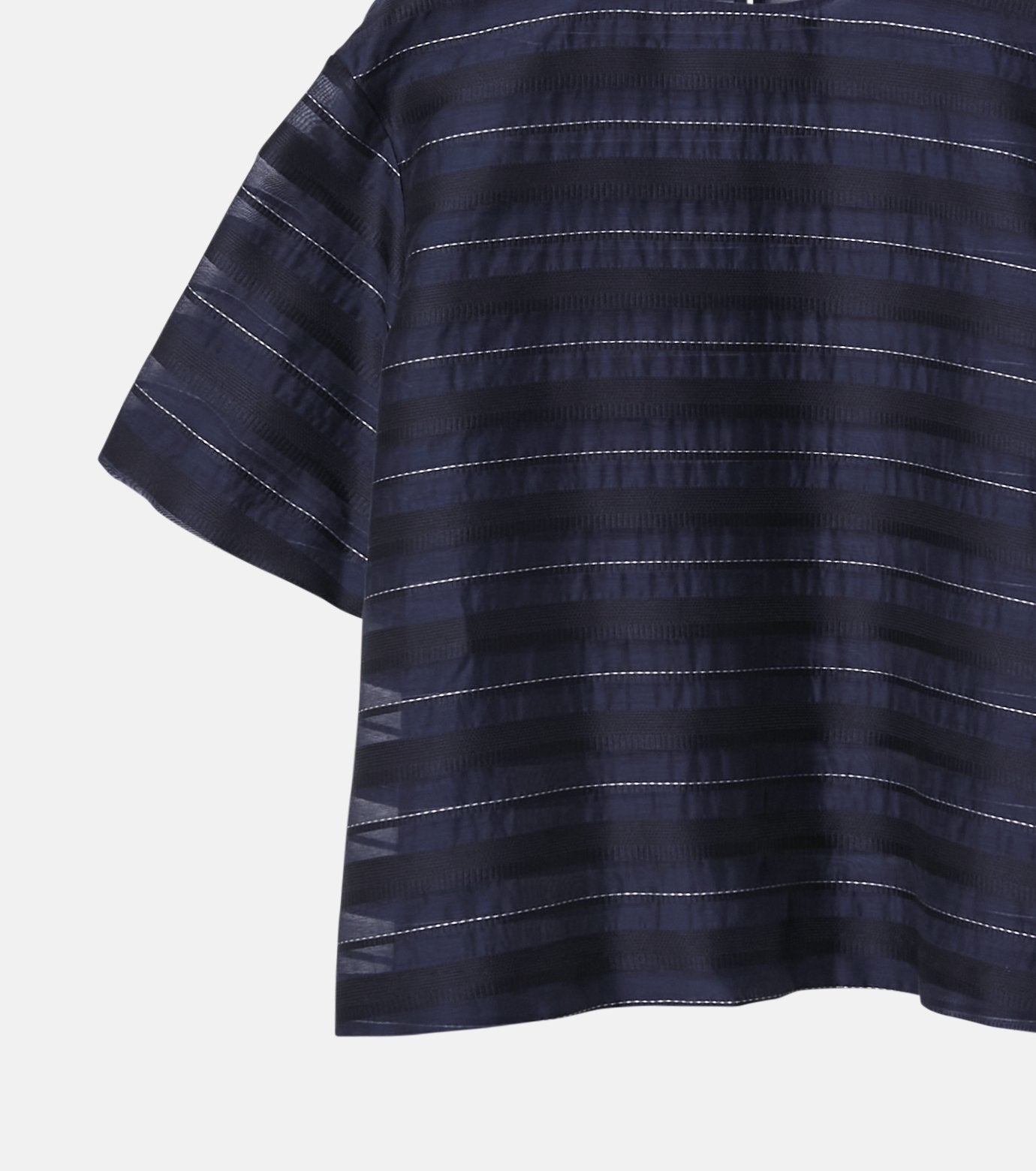 Jacquard Sheer Stripe Short Sleeve Top