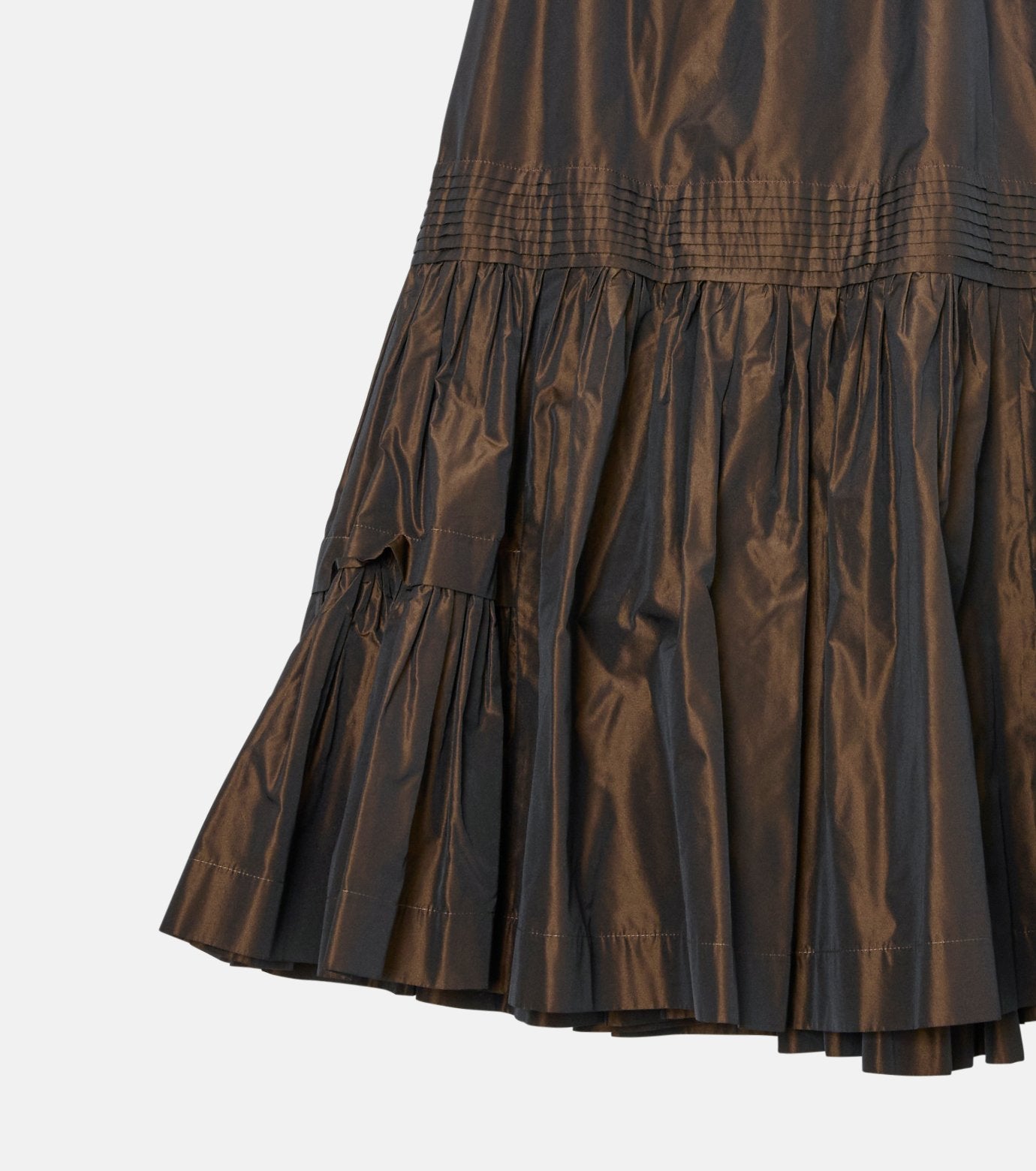 Taffeta Gathered Midi Skirt