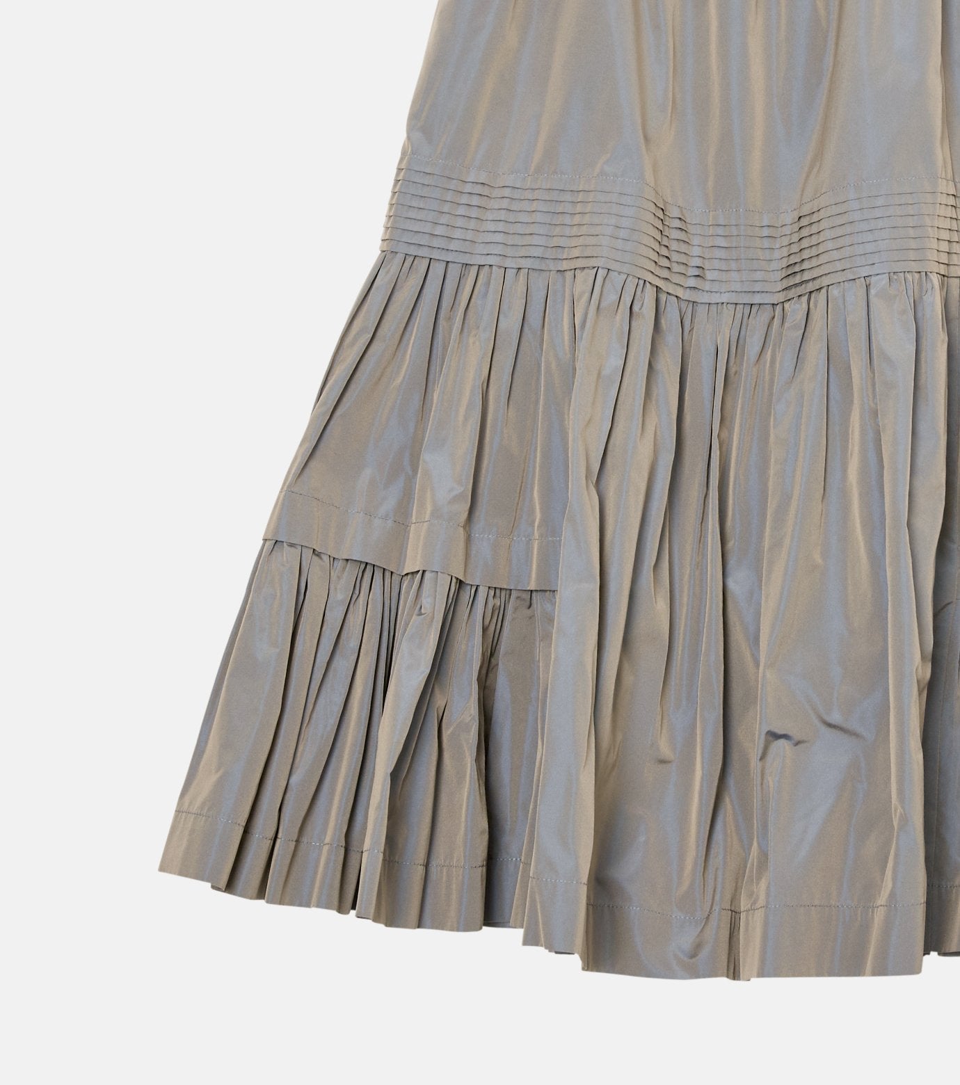 Taffeta Gathered Midi Skirt