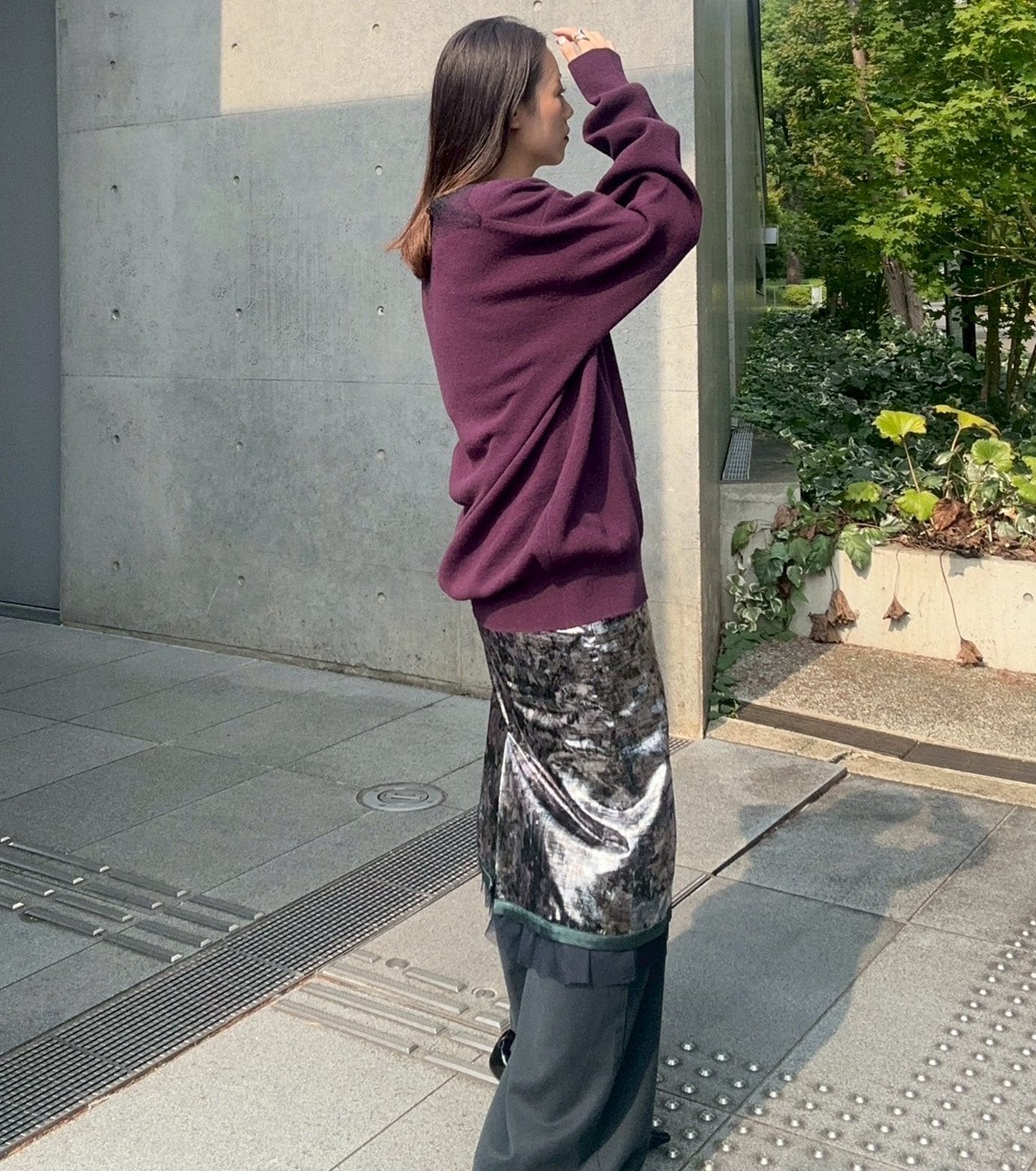 Foil Print Layered Skirt