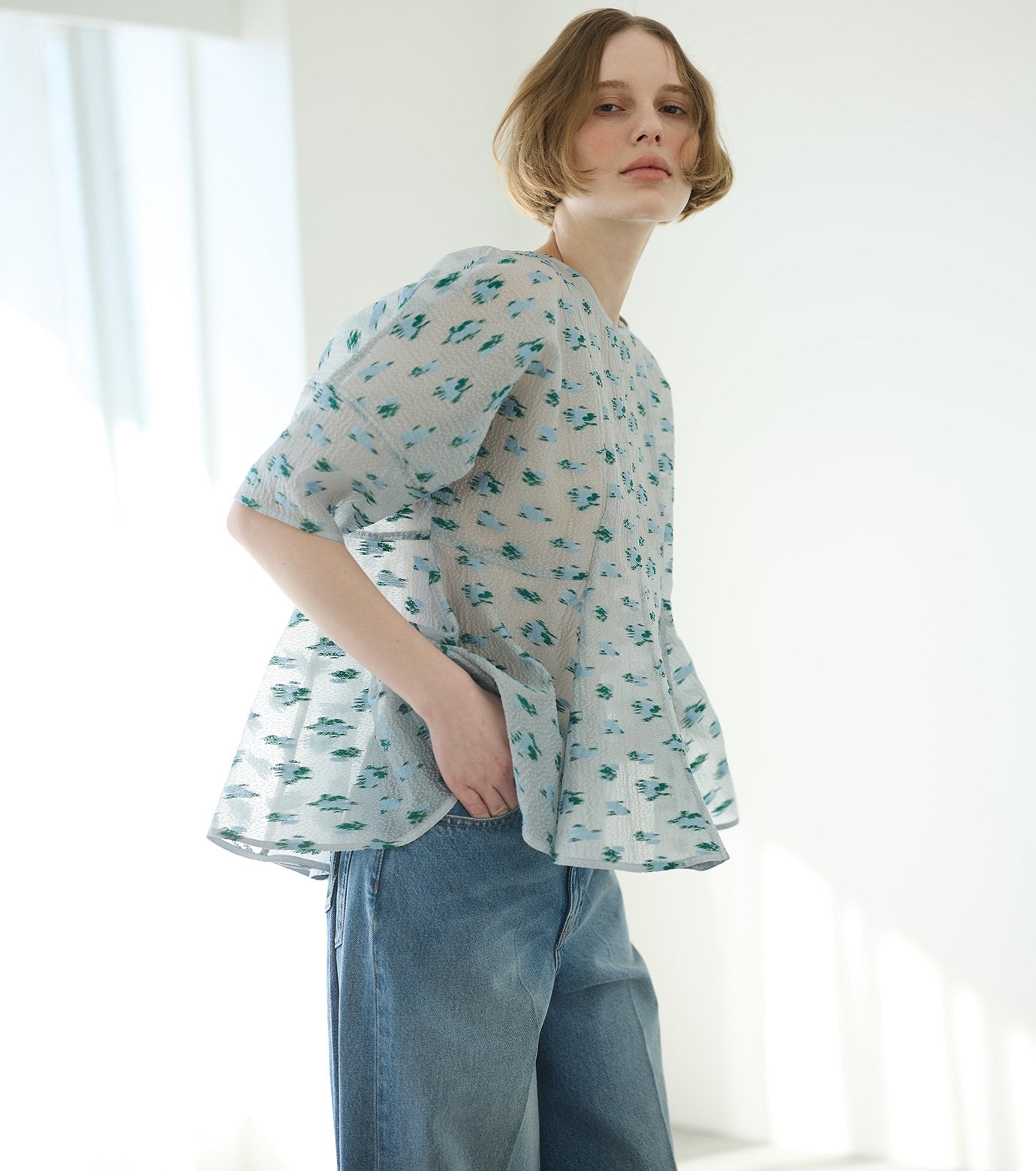 Flower Jacquard Blouse