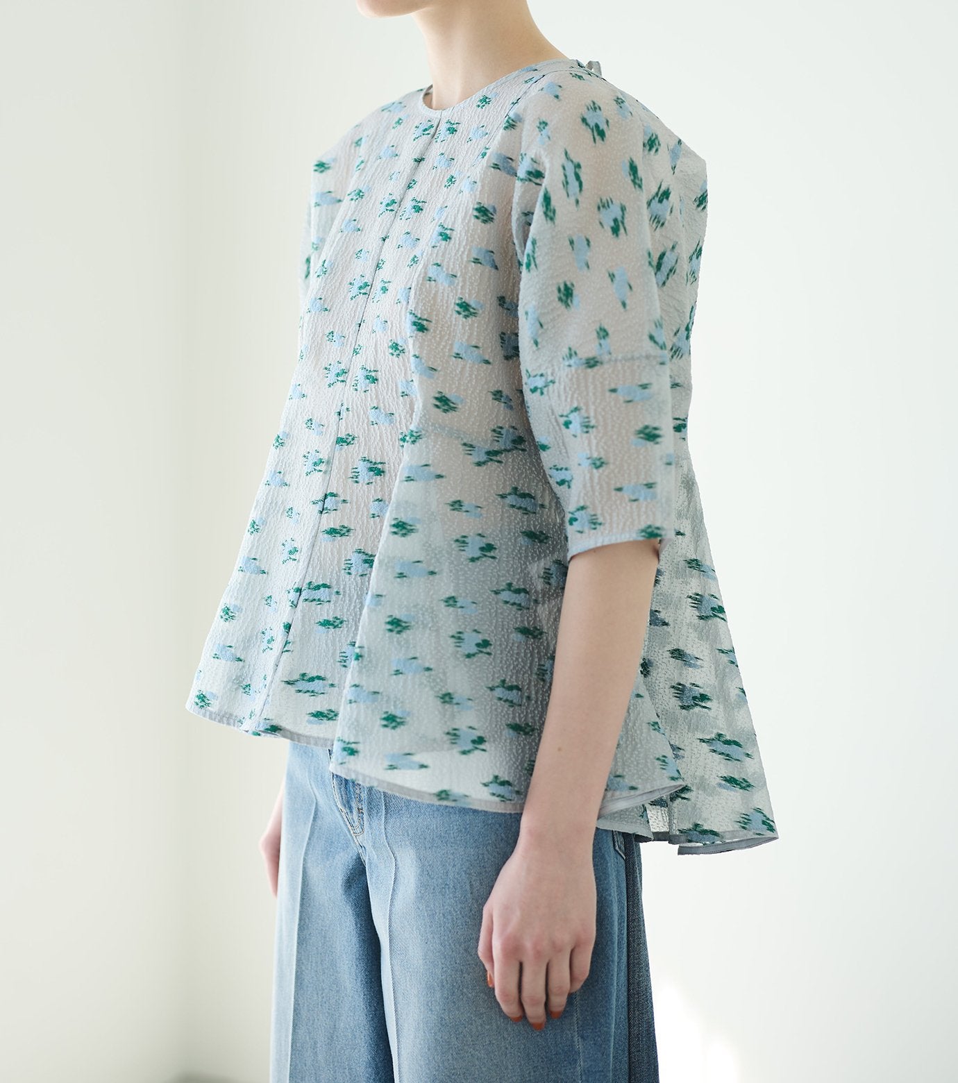Flower Jacquard Blouse