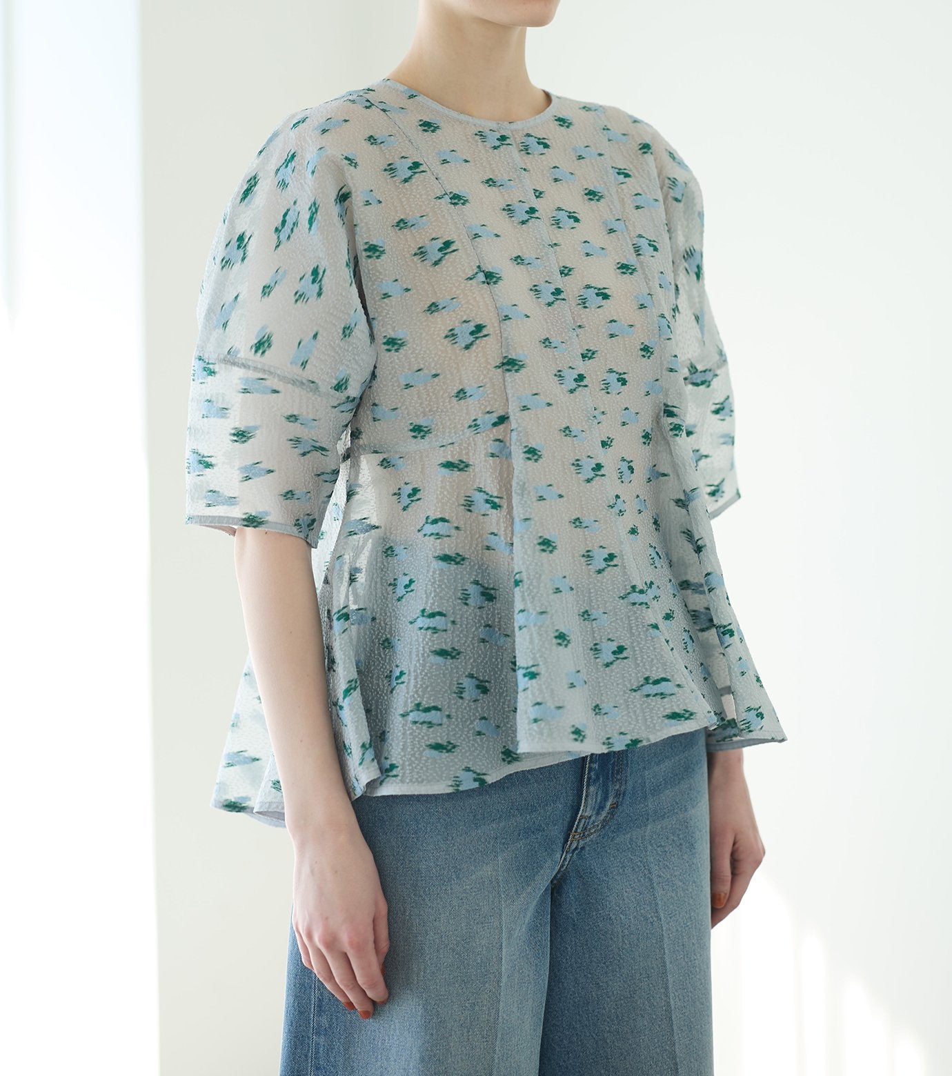 Flower Jacquard Blouse