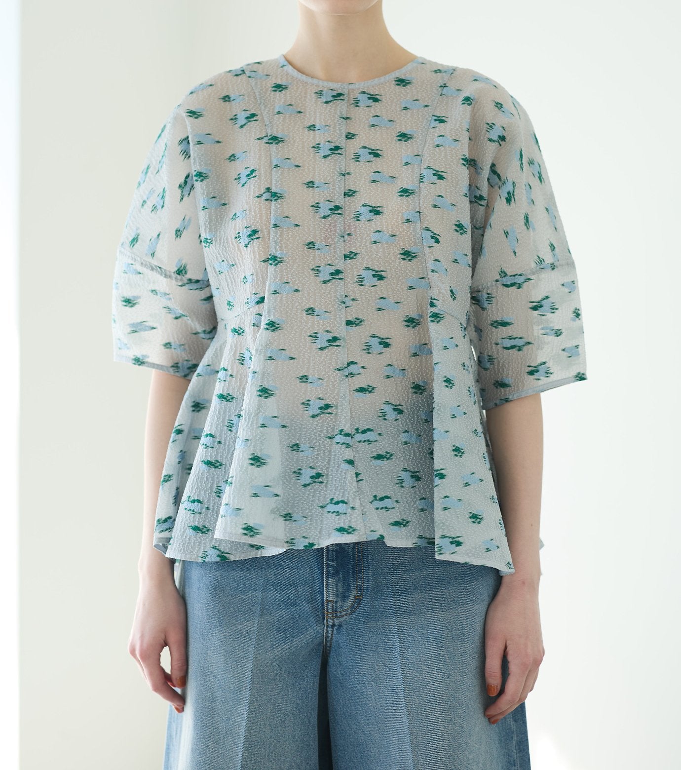 Flower Jacquard Blouse
