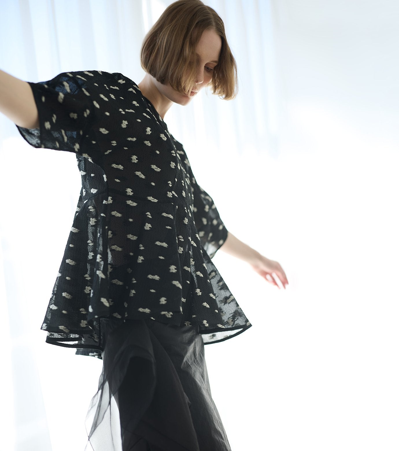 Flower Jacquard Blouse