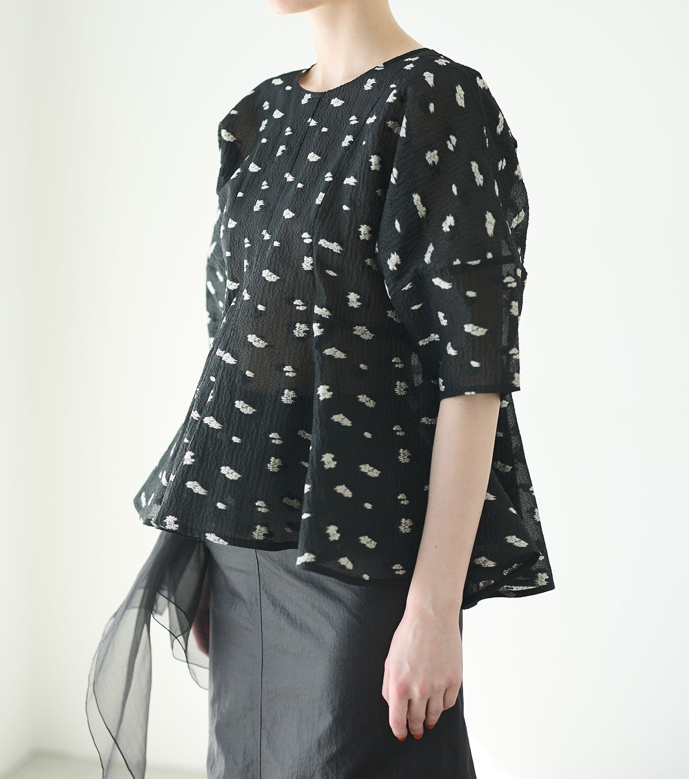 Flower Jacquard Blouse
