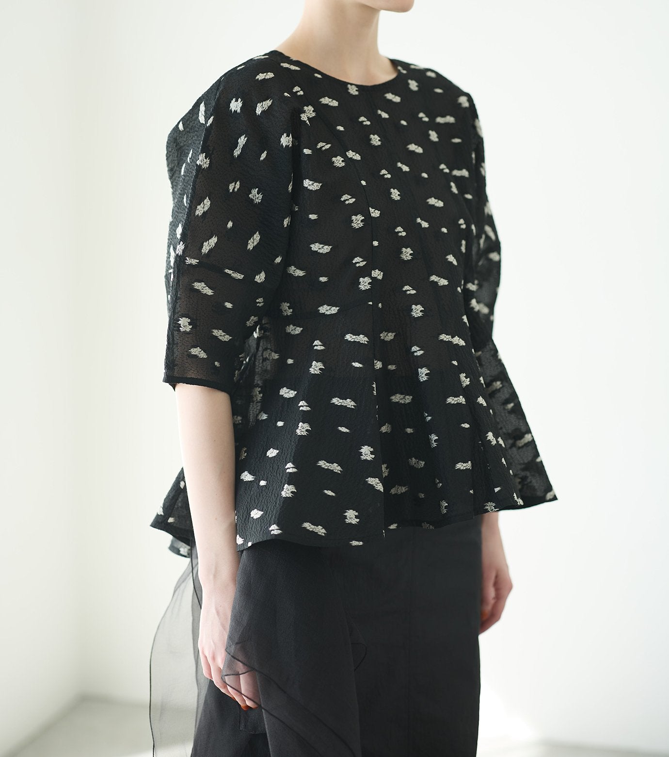 Flower Jacquard Blouse
