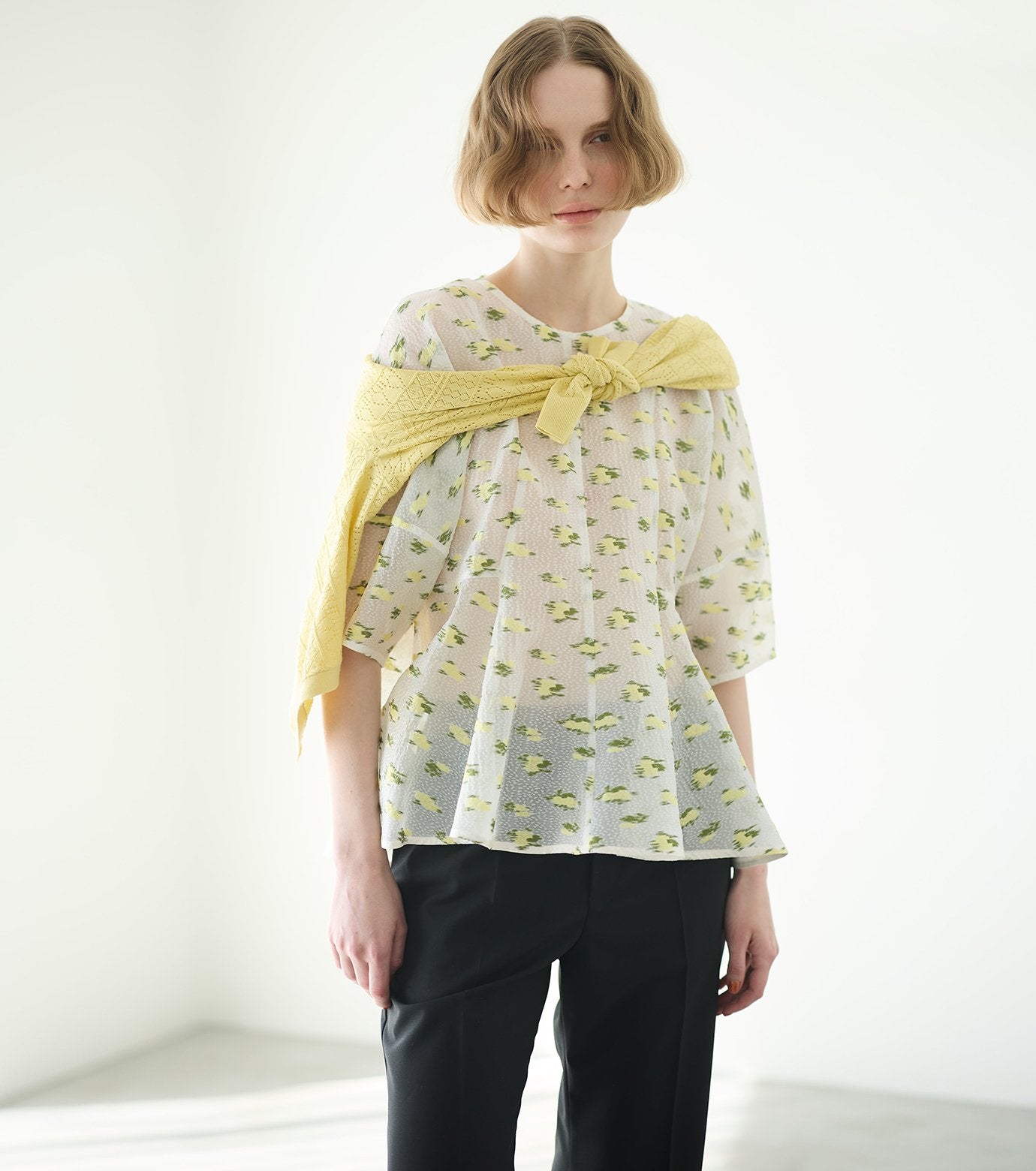 Flower Jacquard Blouse