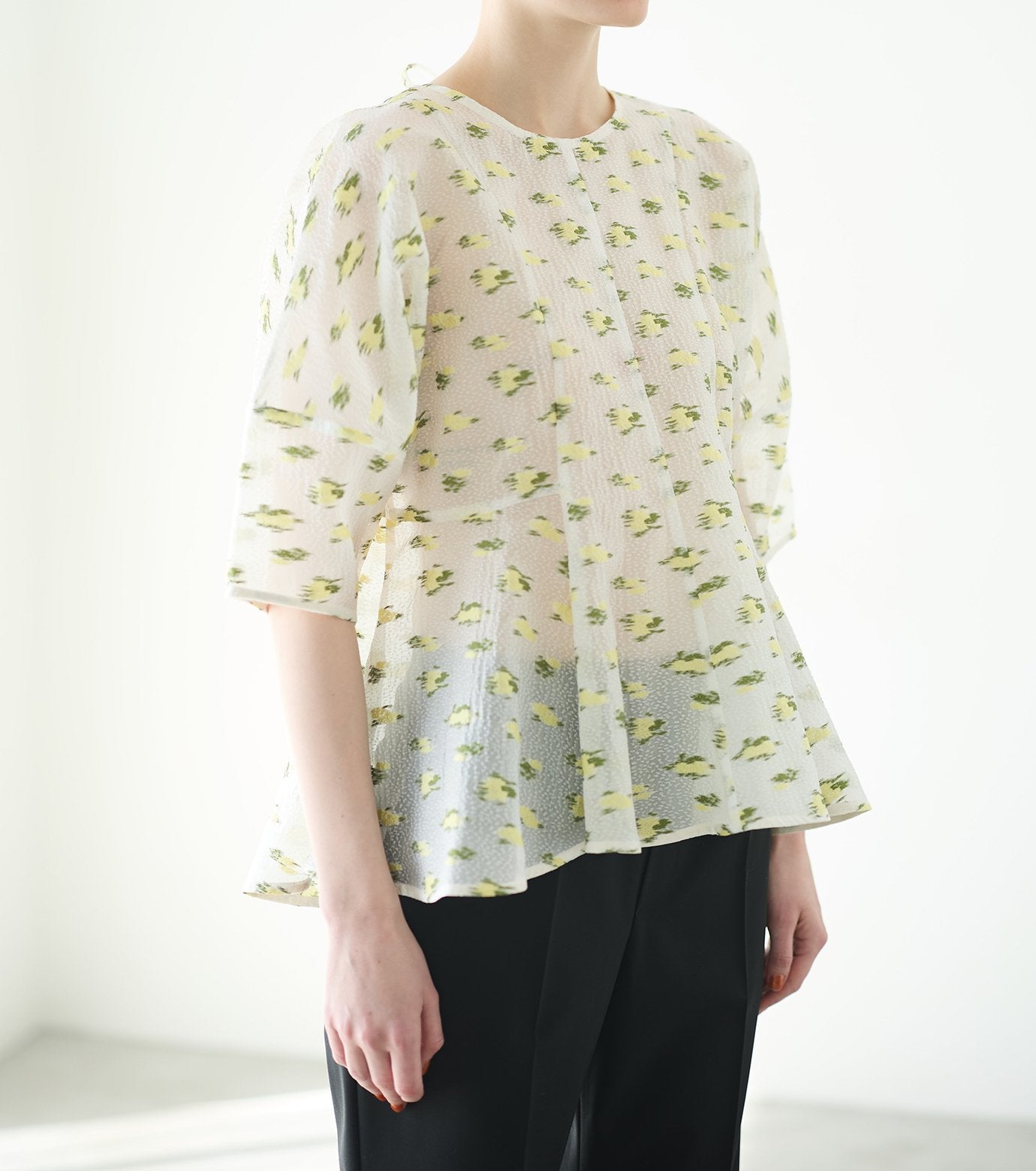 Flower Jacquard Blouse