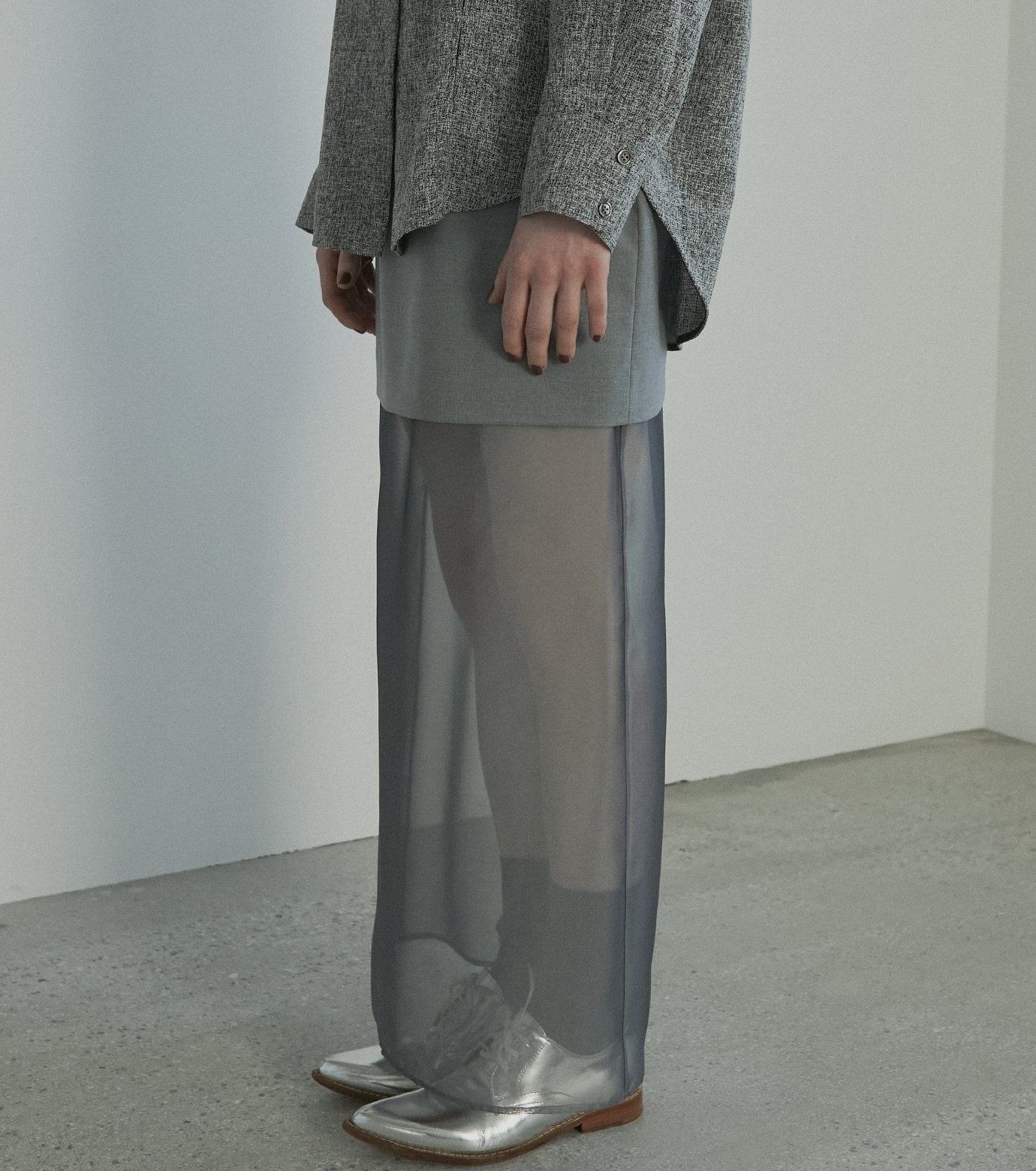 Sheer-Blend Pencil Skirt