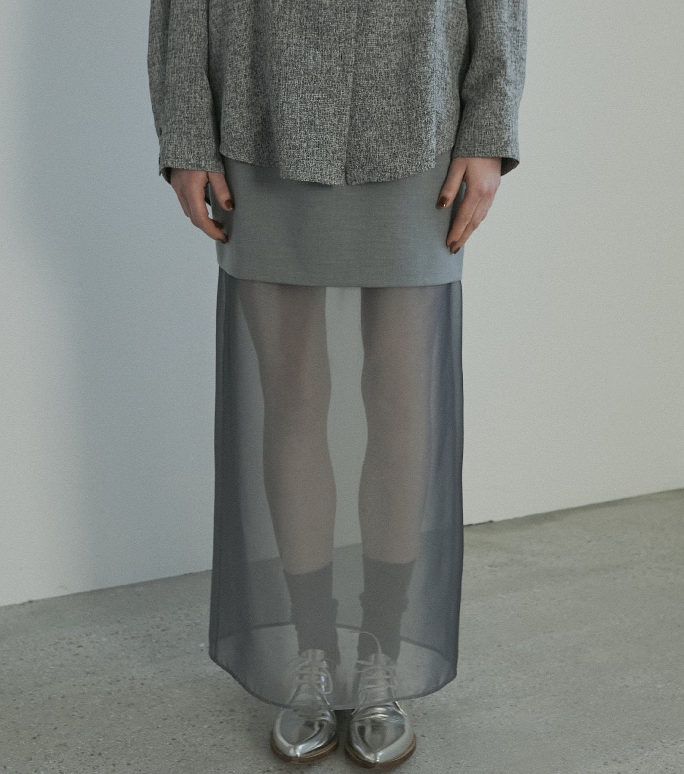 Sheer-Blend Pencil Skirt