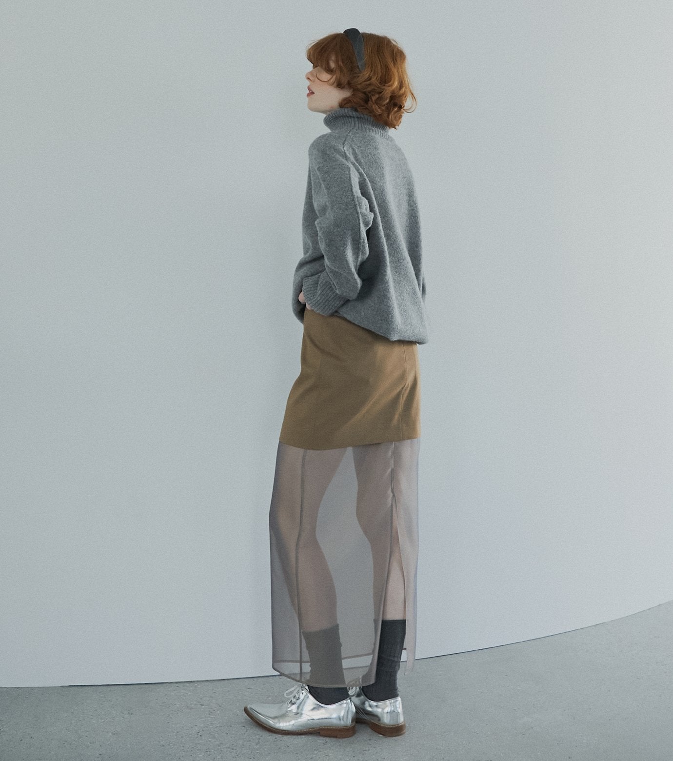 Sheer-Blend Pencil Skirt