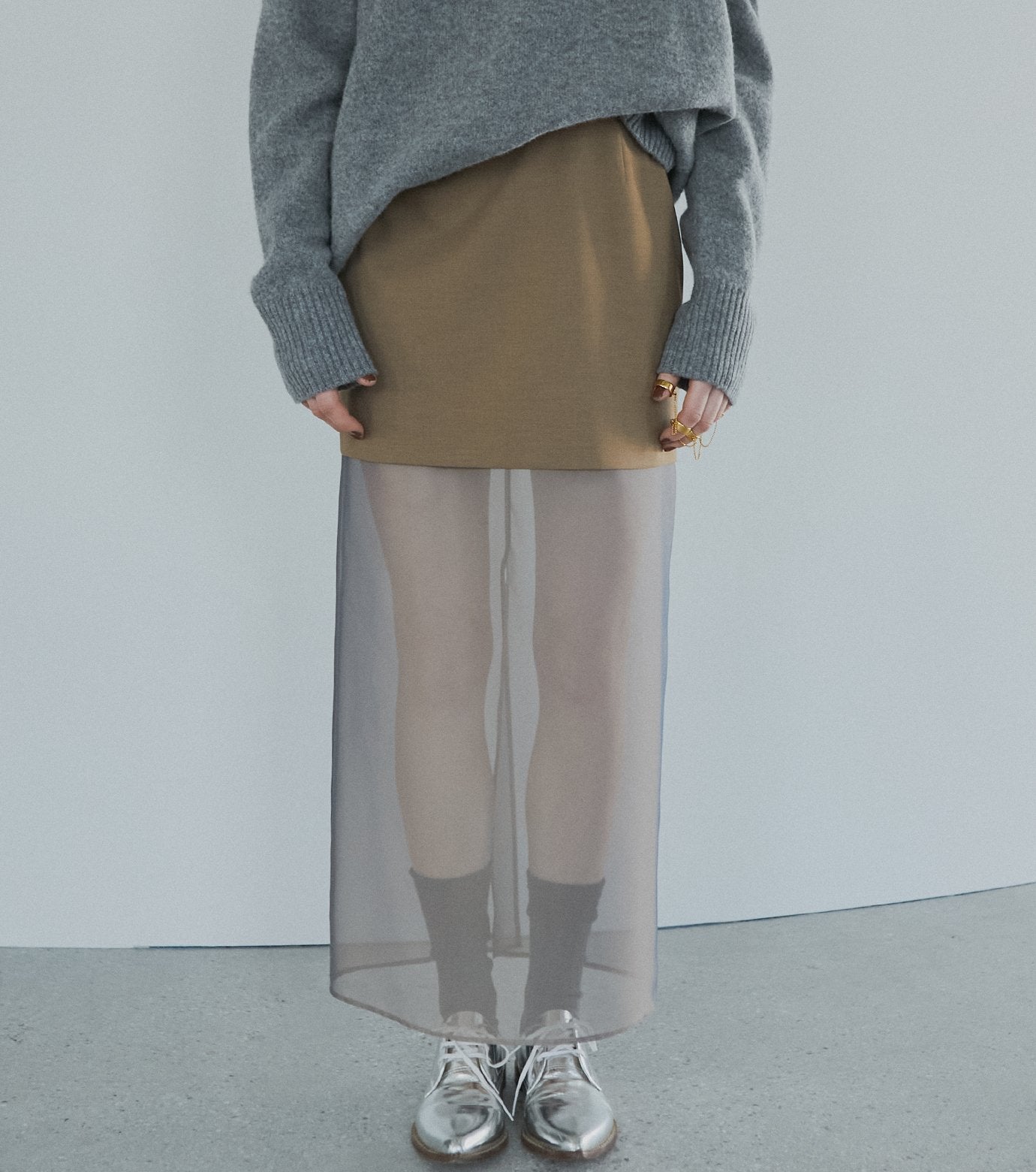 Sheer-Blend Pencil Skirt