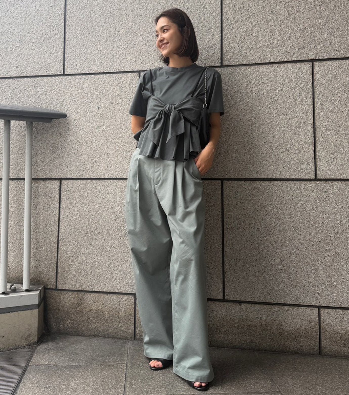 Flared Bow-Detail T-Shirt