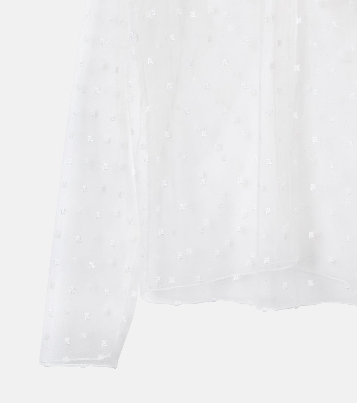 Embroidered Tulle Bow Tie Top