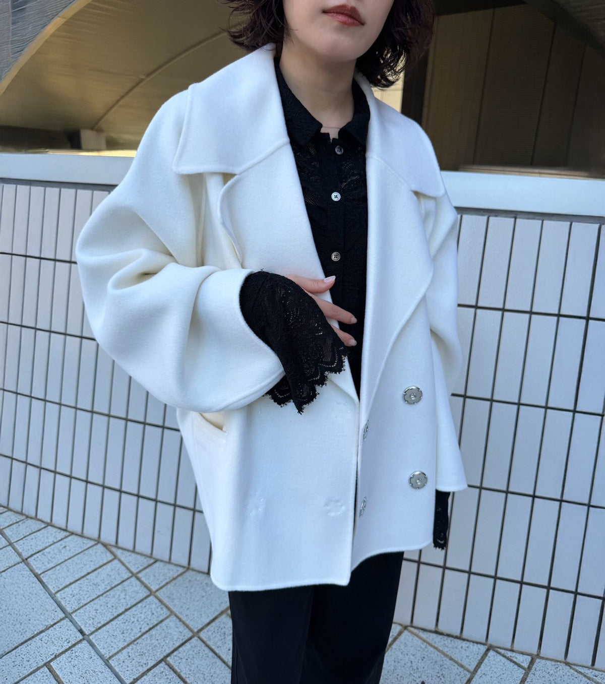 Double-Face Cropped Peacoat