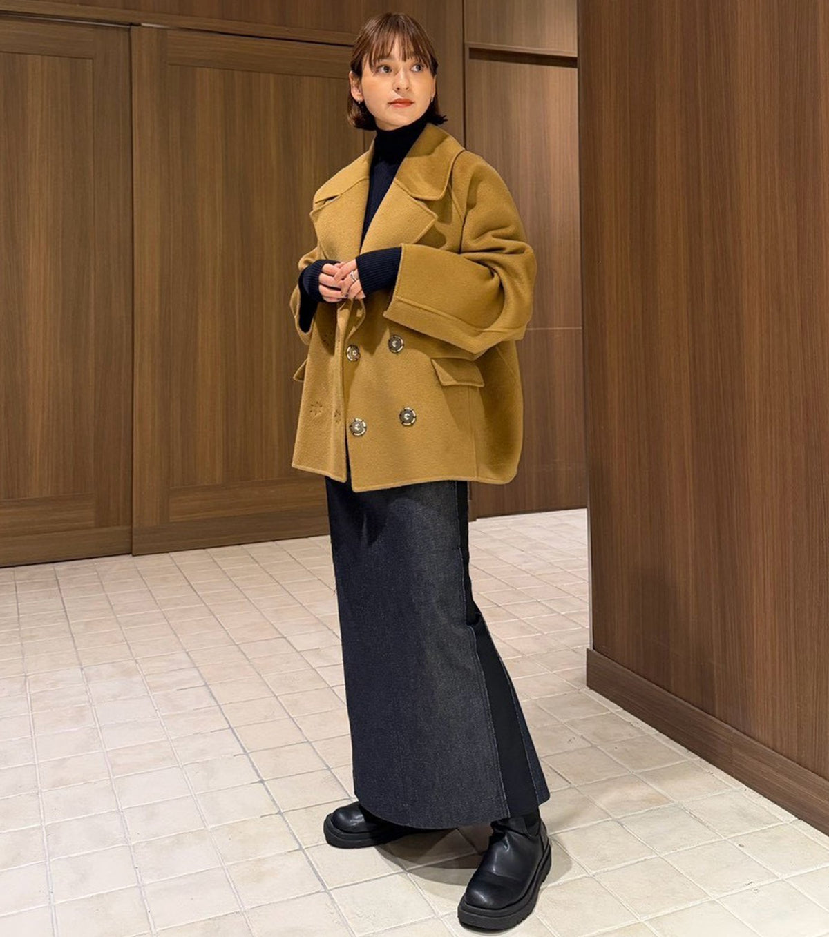 Double-Face Cropped Peacoat