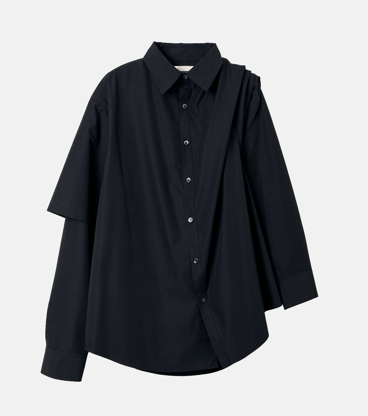 Asymmetric Tuck Sleeve Shirt