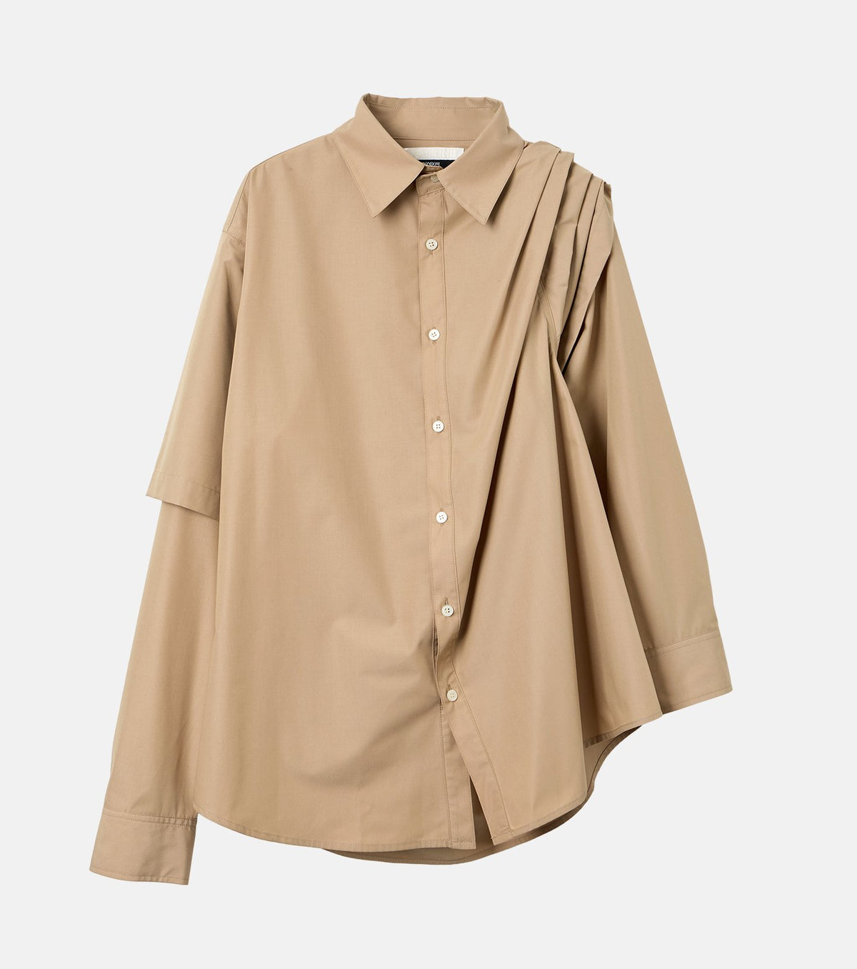 Asymmetric Tuck Sleeve Shirt