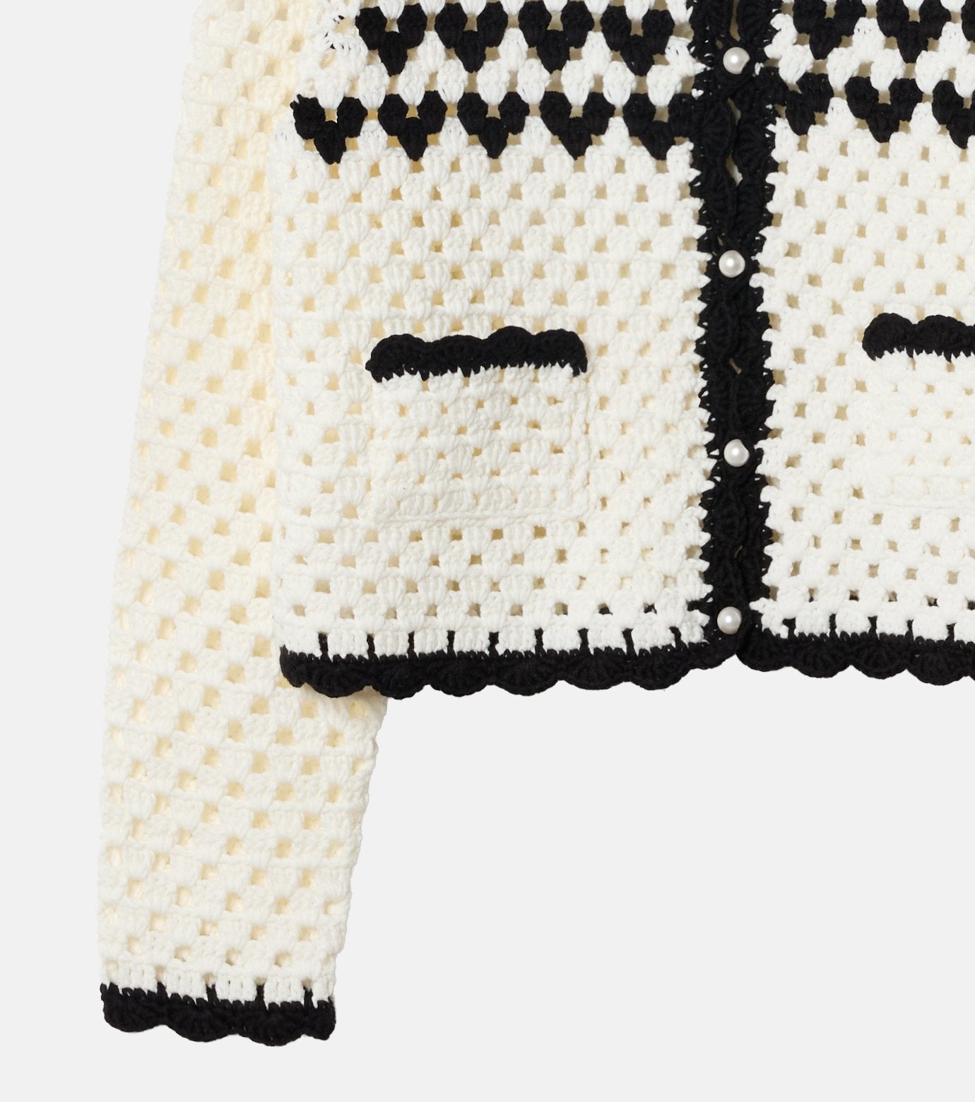 Heart-Motif Crochet Knit Jacket