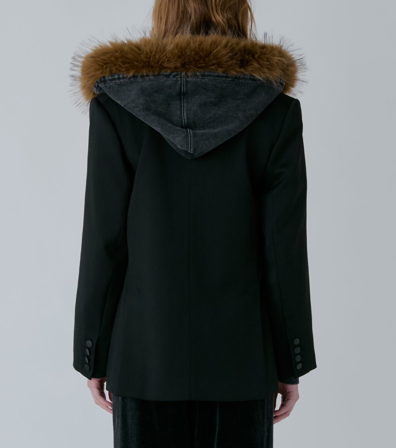 Fur-Trim Hooded Sweatshirt