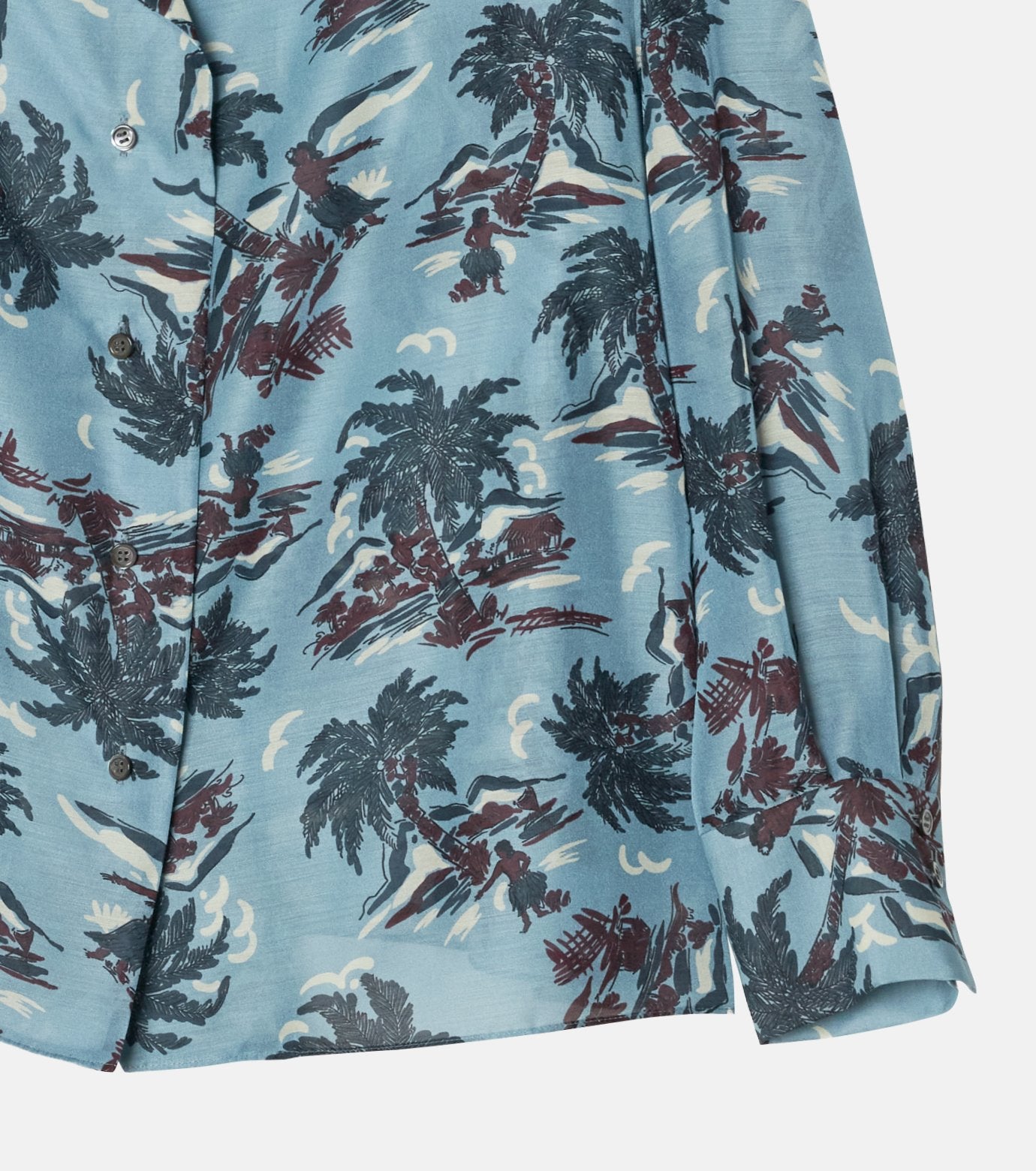 Tropical Print Sheer Shirt