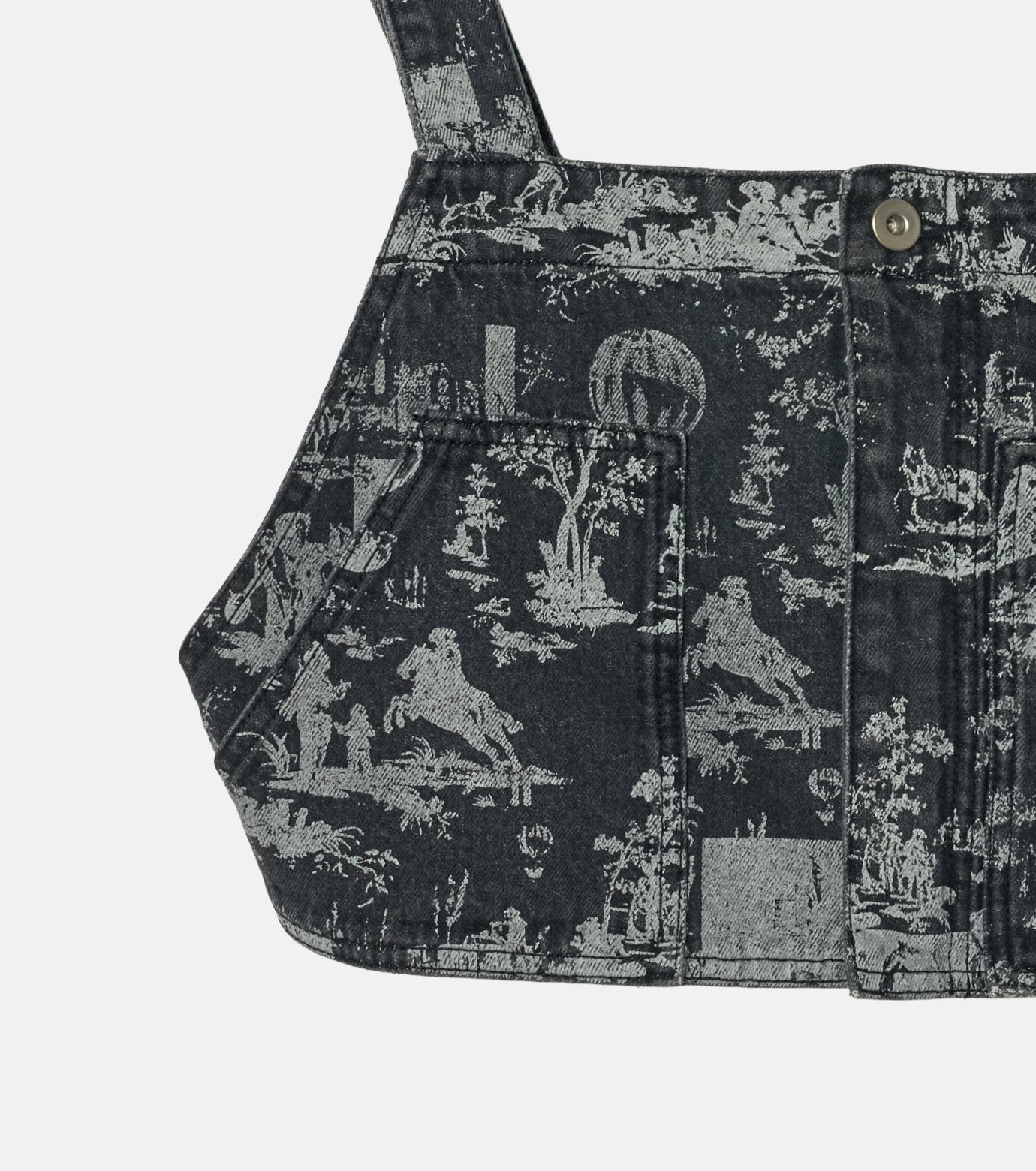 Wallpaper Print Denim Bib Top