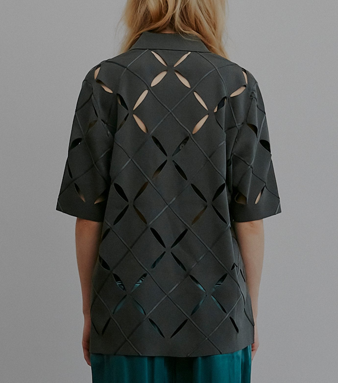 Argyle Cut-Out Polo Knit