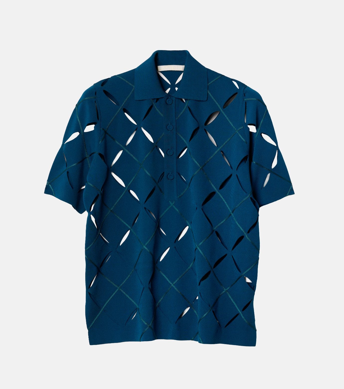 Argyle Cut-Out Polo Knit