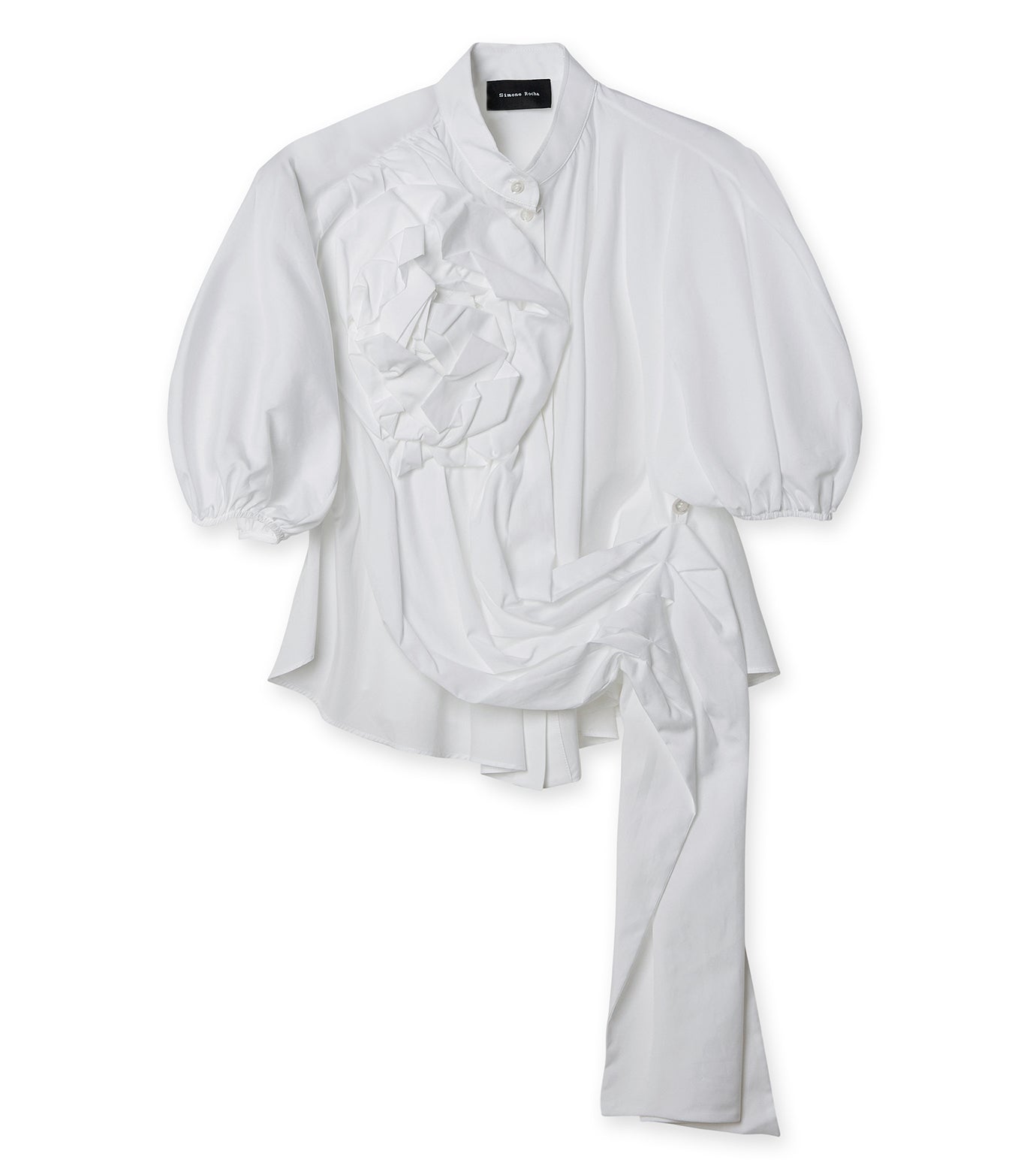 Cropped Puff Slv Shirt w/Rose Sash